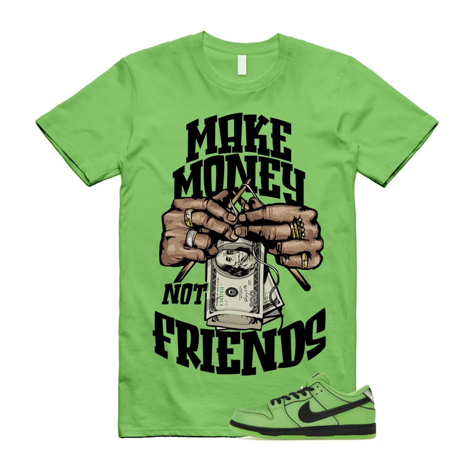 Dunk Buttercup The Power Girls Mean Green Lotus Pink Black T Shirt Match MM ,FZ8832-300 T-Shirt, Sneaker Match Tee