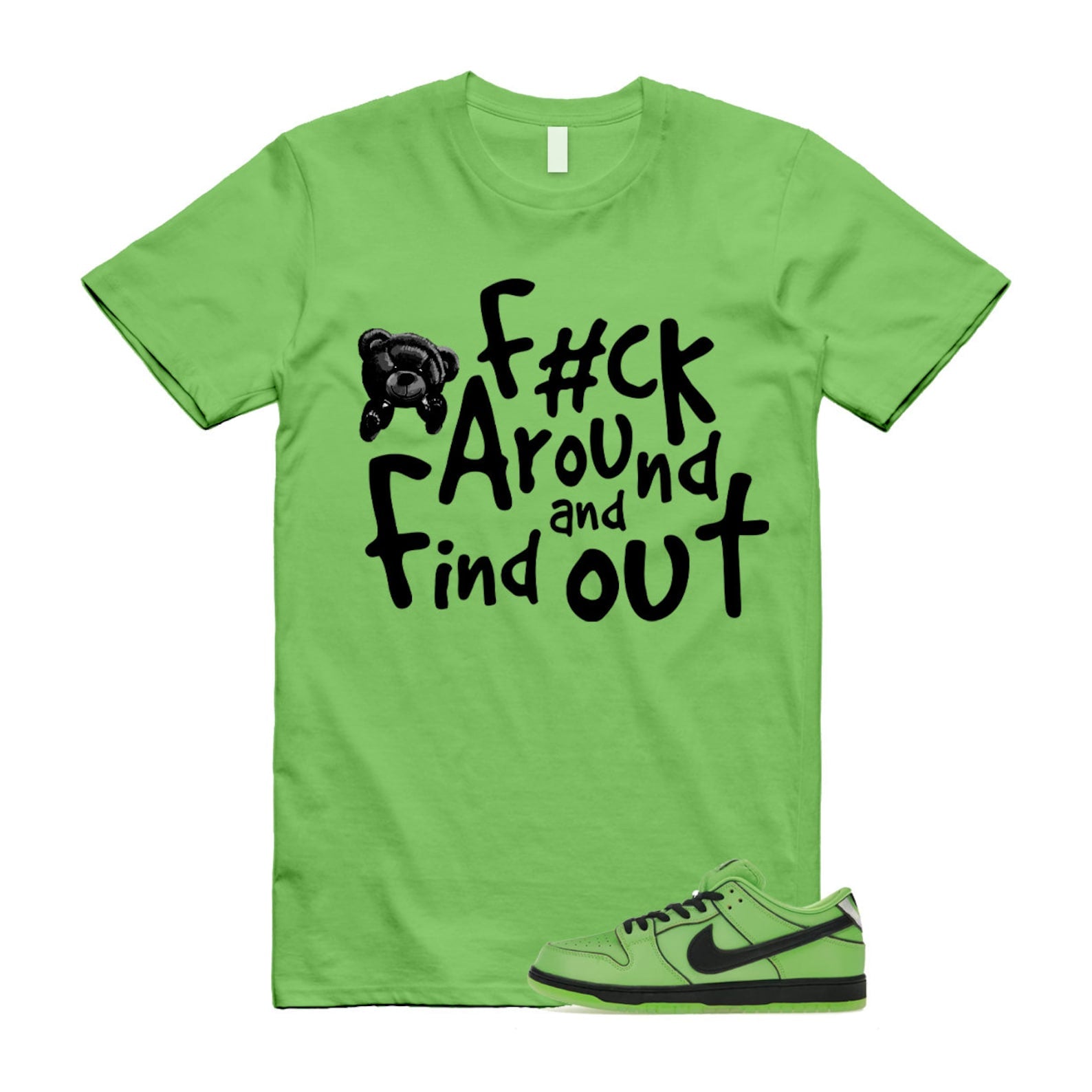Dunk Buttercup The Power Girls Mean Green Lotus Pink Black T Shirt Match FCK ,FZ8832-300 T-Shirt, Sneaker Match Tee