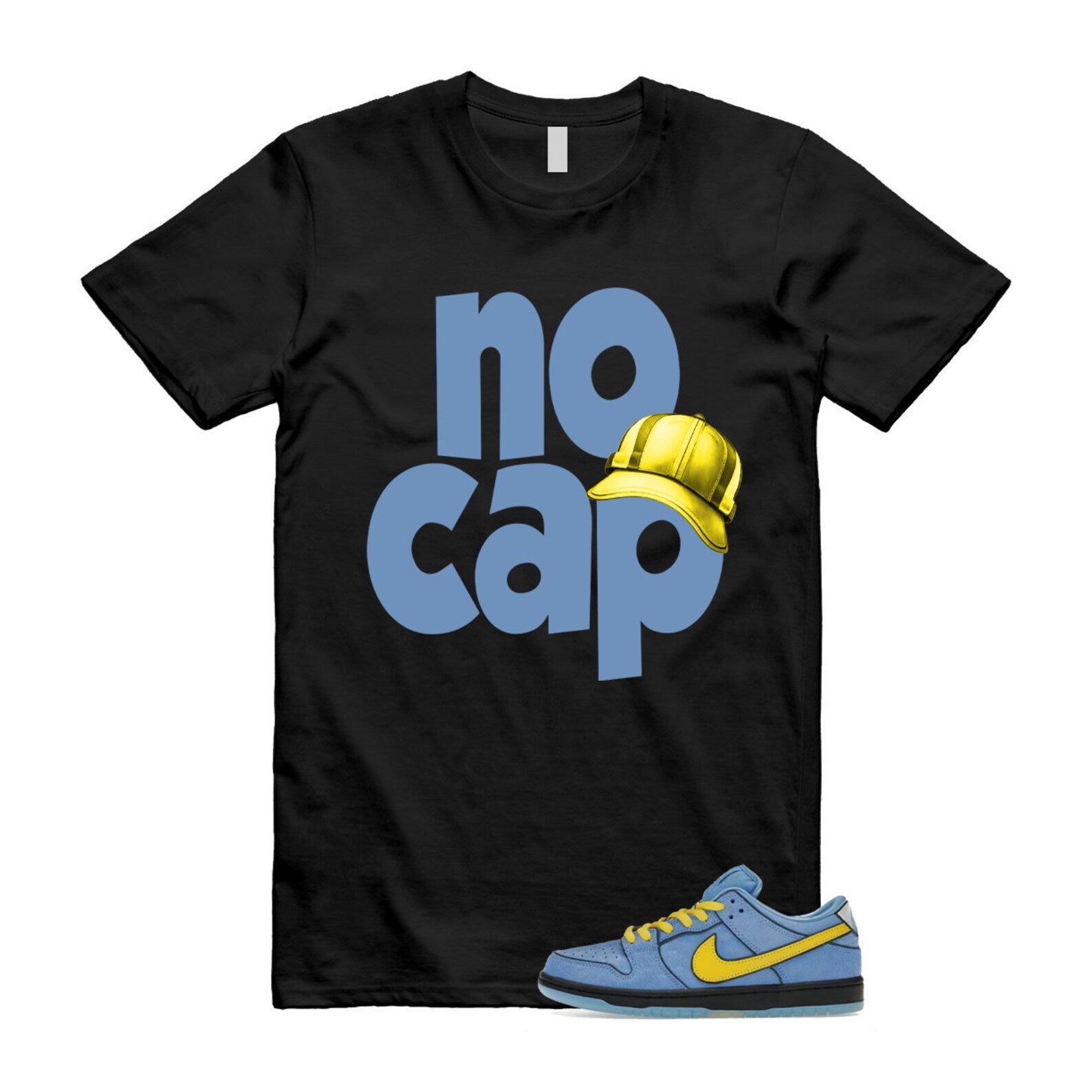 Dunk Bubbles The Power Girls Blue Chill Deep Royal Active Pink Yellow Black T Shirt Match NO CAP ,FZ8833-400 T-Shirt, Sneaker Match Tee