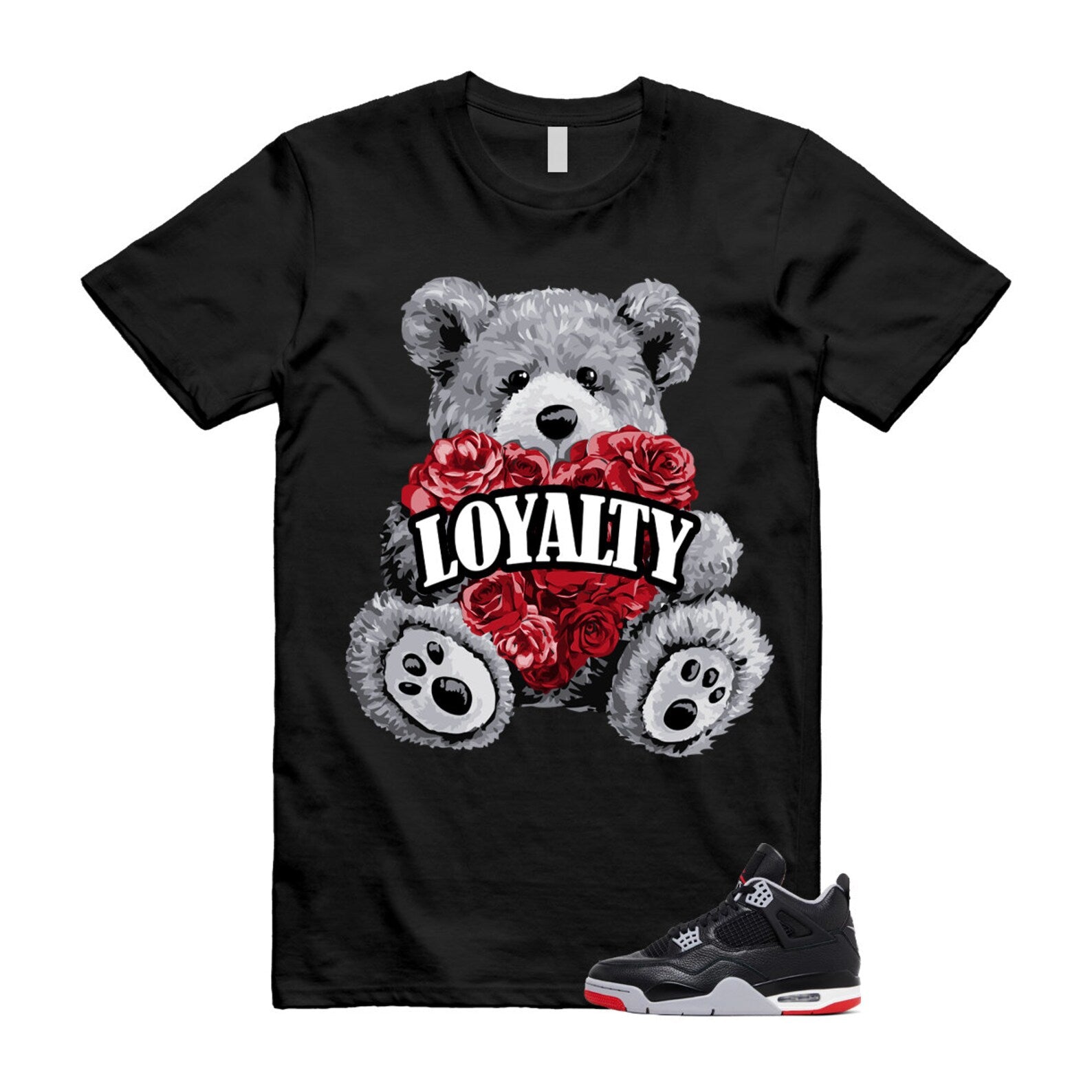 4 Bred Reimagined Black Cement Grey Varsity Red Summit White Retro T Shirt Match LYLTY ,FV5029-006 T-Shirt, Sneaker Match Tee