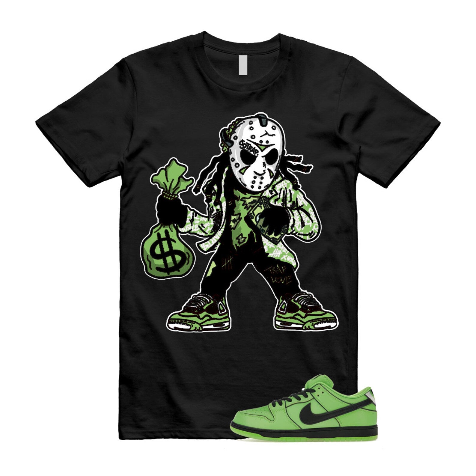 Dunk Buttercup The Power Girls Mean Green Lotus Pink Black T Shirt Match JASON ,FZ8832-300 T-Shirt, Sneaker Match Tee