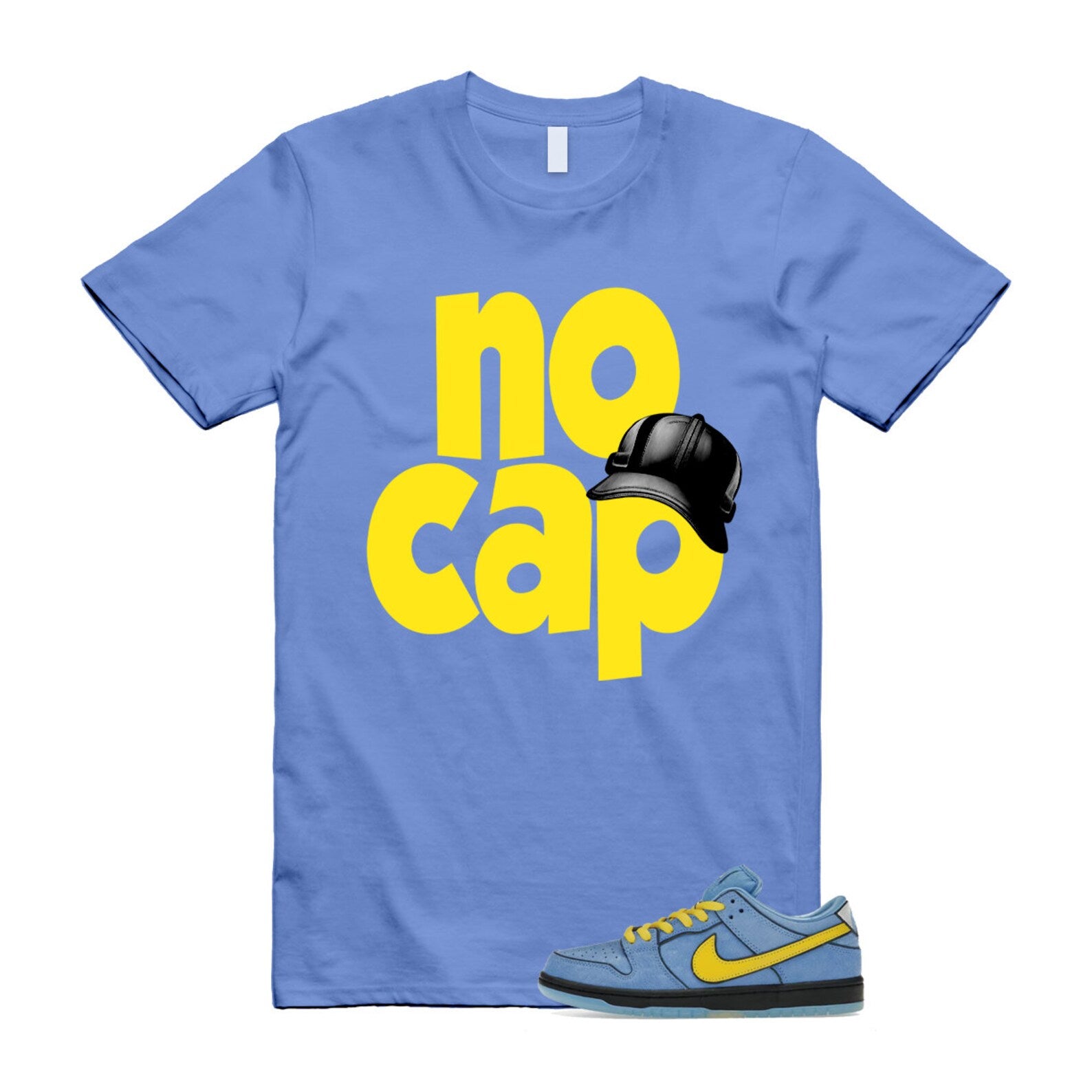 Dunk Bubbles The Power Girls Blue Chill Deep Royal Active Pink Yellow Black T Shirt Match NO CAP ,FZ8833-400 T-Shirt, Sneaker Match Tee