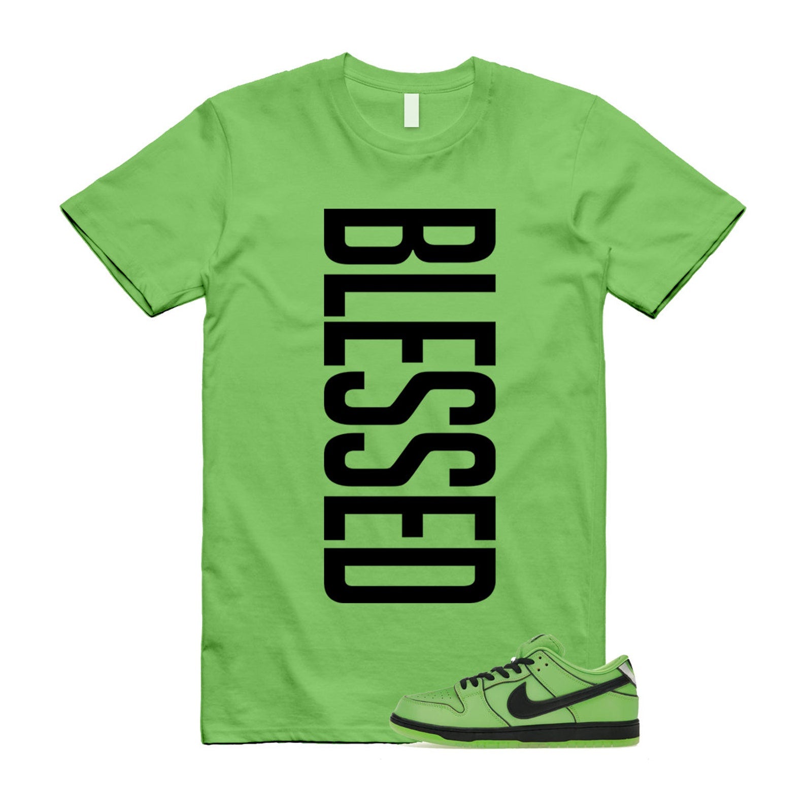 Dunk Buttercup The Power Girls Mean Green Lotus Pink Black T Shirt Match VERTBLS ,FZ8832-300 T-Shirt, Sneaker Match Tee