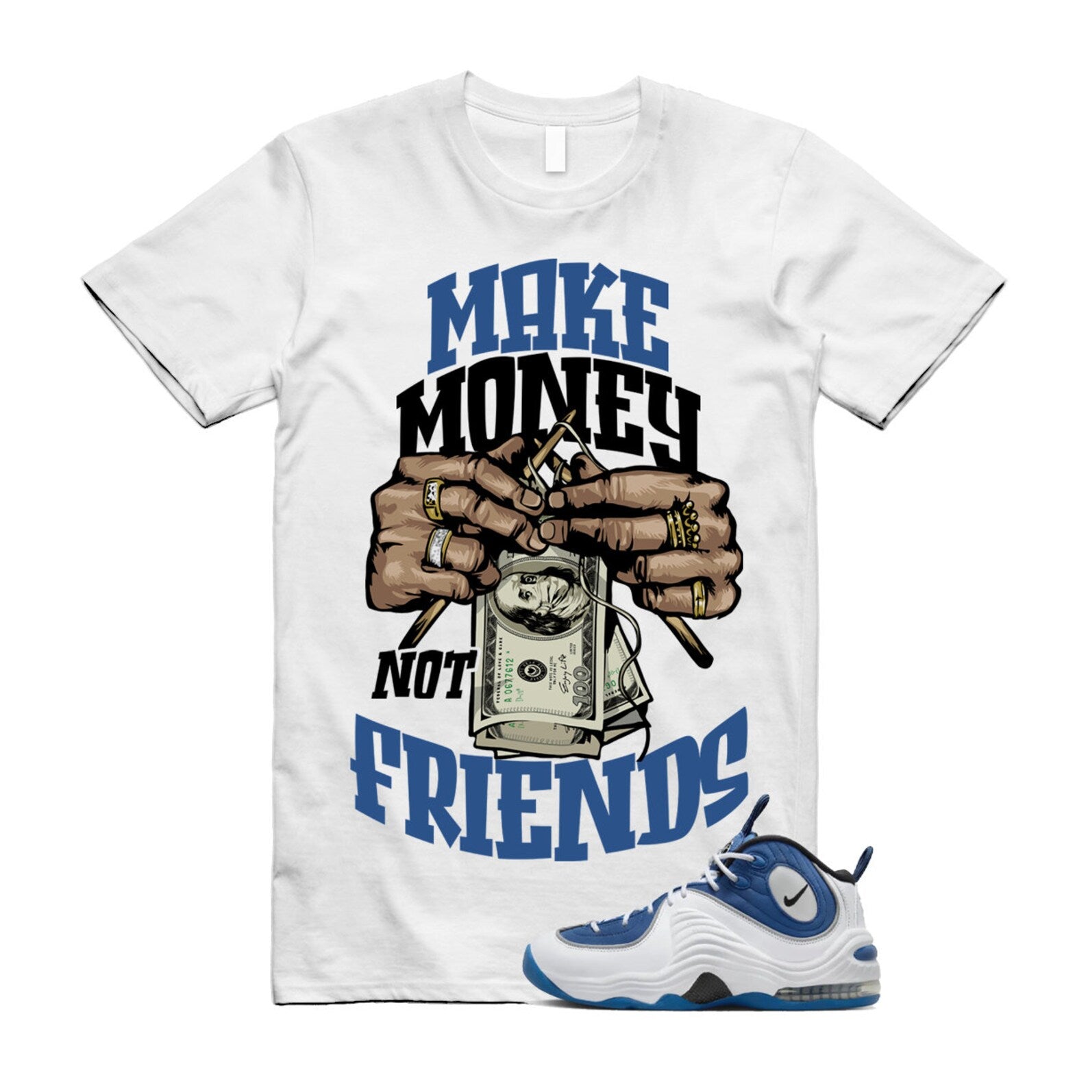 Penny Atlantic Blue 2 Air Metallic Silver Black White T Shirt Match MM ,FN4438-400 T-Shirt, Sneaker Match Tee