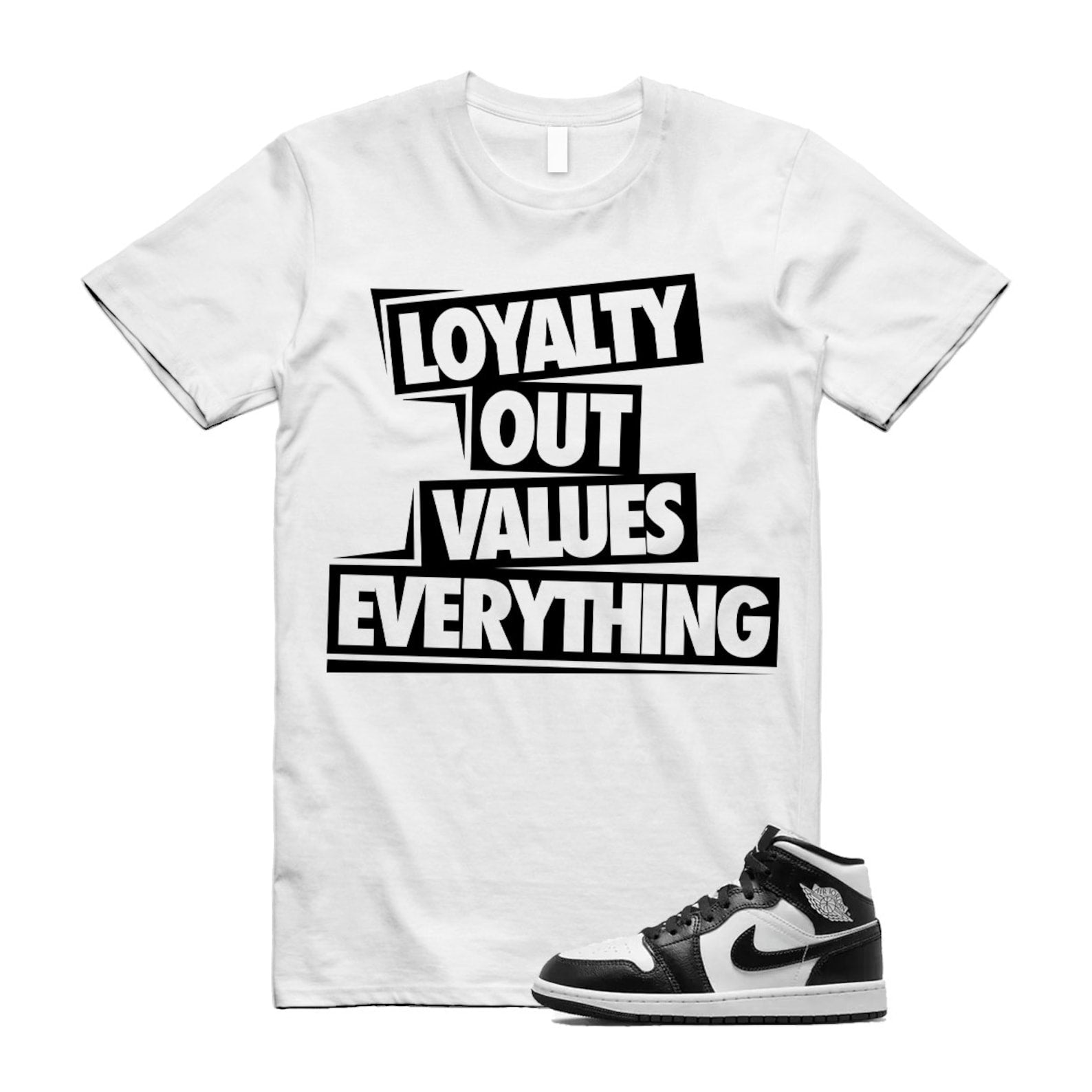 LOVE T Shirt to match Air J 1 Mid Panda WMNS White Black ,DV0991-101 T-Shirt, Sneaker Match Tee