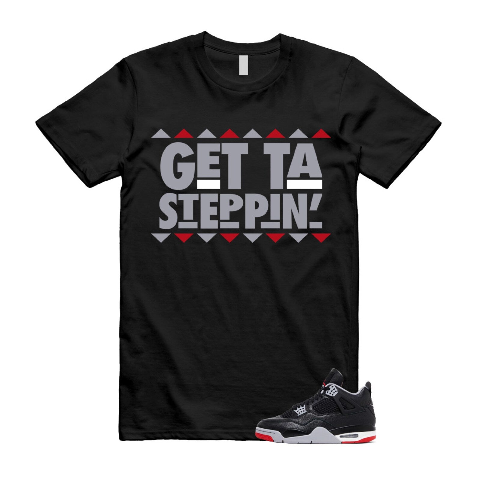 4 Bred Reimagined Black Cement Grey Varsity Red Summit White Retro T Shirt Match GET ,FV5029-006 T-Shirt, Sneaker Match Tee