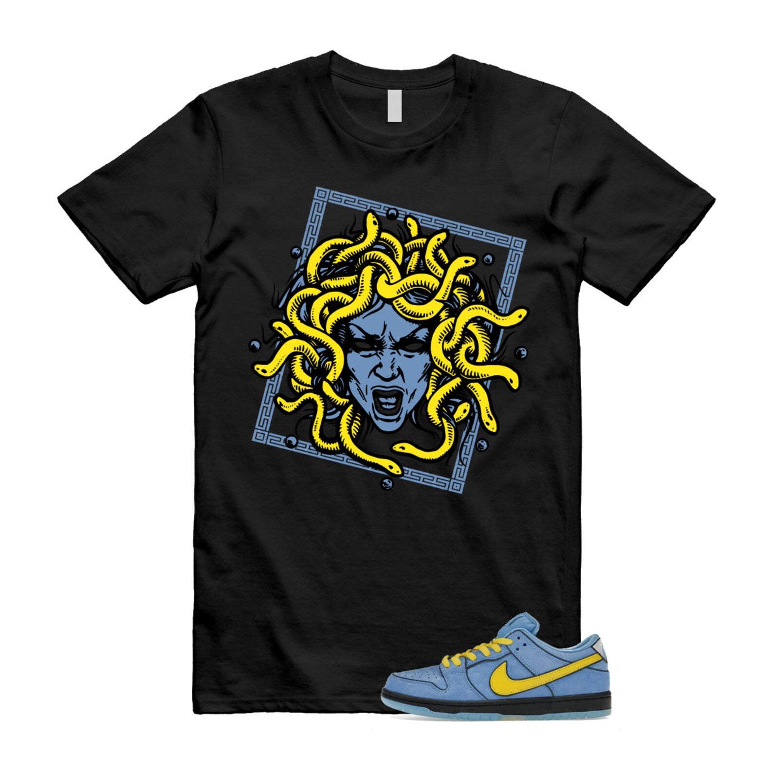 Dunk Bubbles The Power Girls Blue Chill Deep Royal Active Pink Yellow Black T Shirt Match SHM ,FZ8833-400 T-Shirt, Sneaker Match Tee