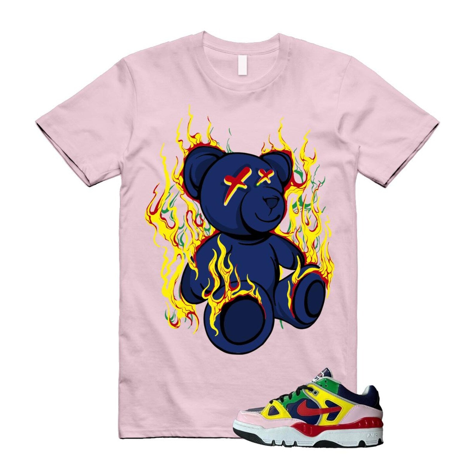 Air Force 3 Nigo White University Red Tour Yellow Pink Foam Blue Void Lucky Green Low SP T Shirt Match LIT ,HQ1458-400 T-Shirt, Sneaker Match Tee