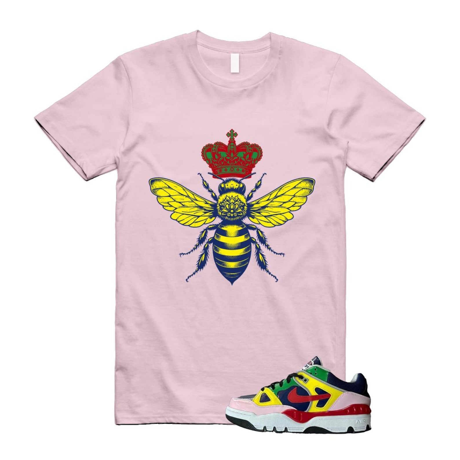 Air Force 3 Nigo White University Red Tour Yellow Pink Foam Blue Void Lucky Green Low SP T Shirt Match BEE ,HQ1458-400 T-Shirt, Sneaker Match Tee