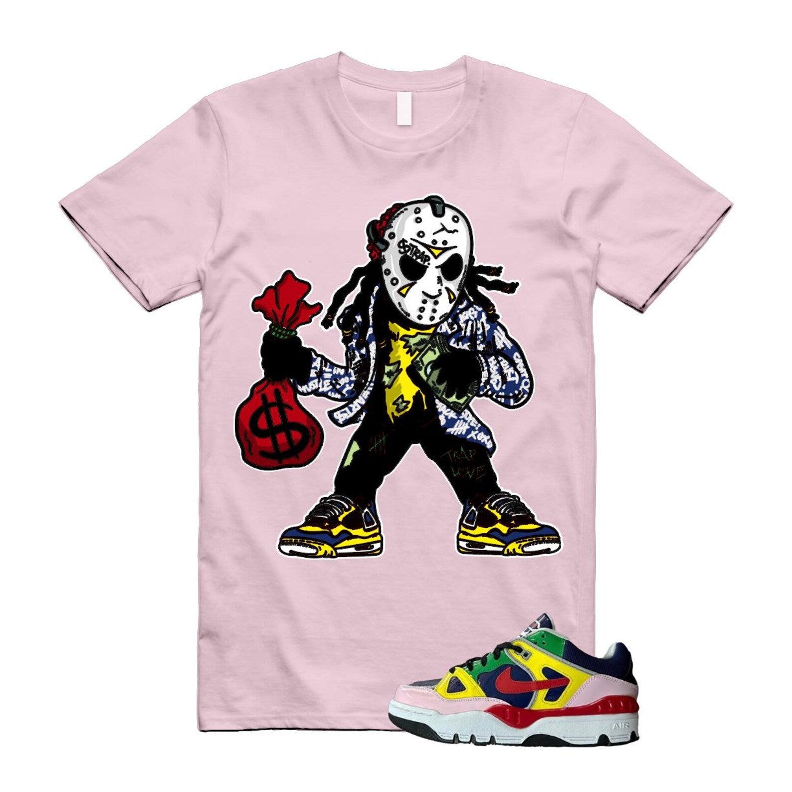 Air Force 3 Nigo White University Red Tour Yellow Pink Foam Blue Void Lucky Green Low SP T Shirt Match JASON ,HQ1458-400 T-Shirt, Sneaker Match Tee