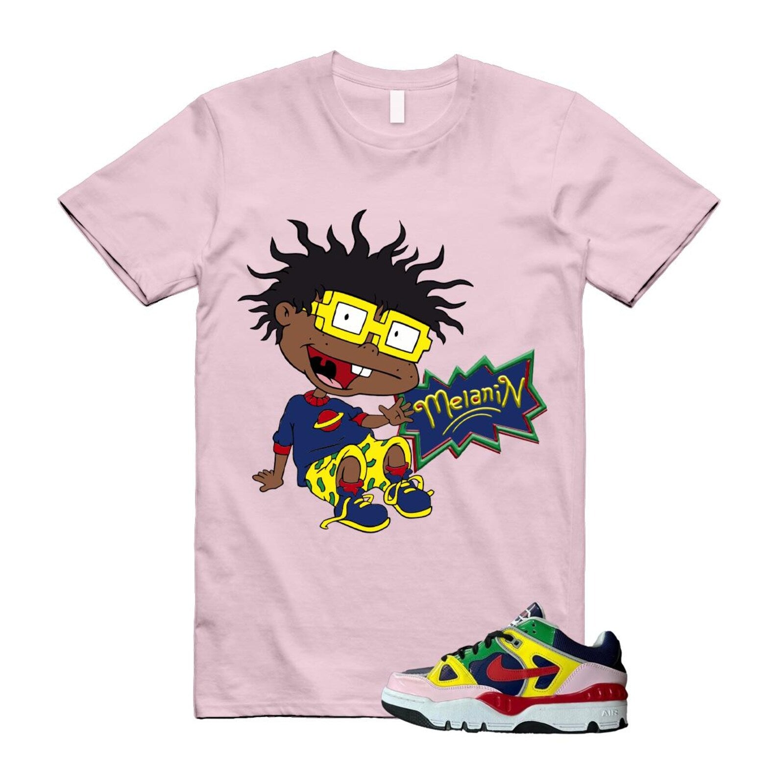 Air Force 3 Nigo White University Red Tour Yellow Pink Foam Blue Void Lucky Green Low SP T Shirt Match MELANIN ,HQ1458-400 T-Shirt, Sneaker Match Tee