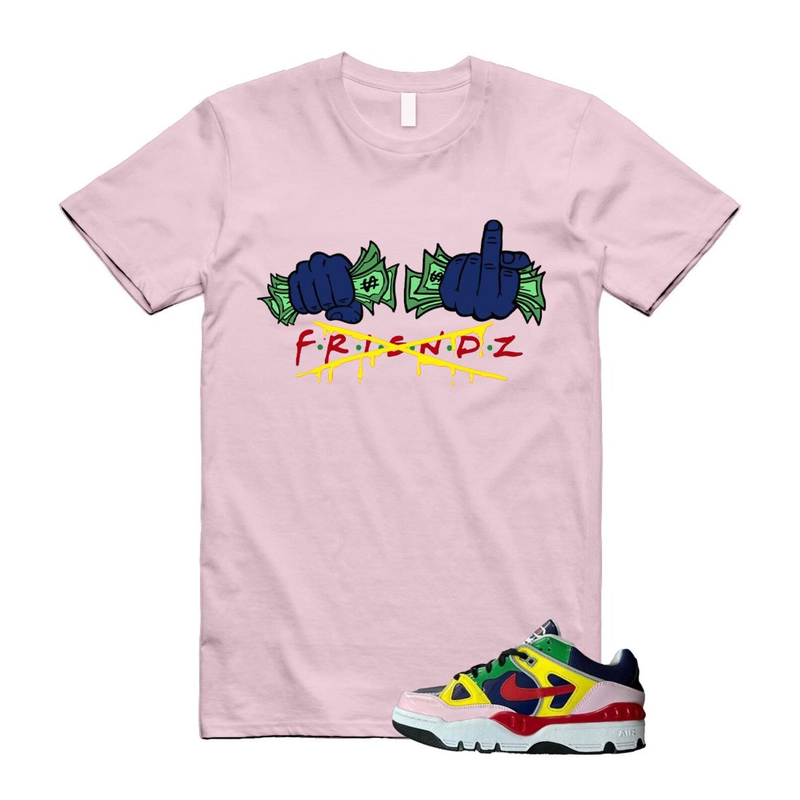 Air Force 3 Nigo White University Red Tour Yellow Pink Foam Blue Void Lucky Green Low SP T Shirt Match FRIENDZ ,HQ1458-400 T-Shirt, Sneaker Match Tee