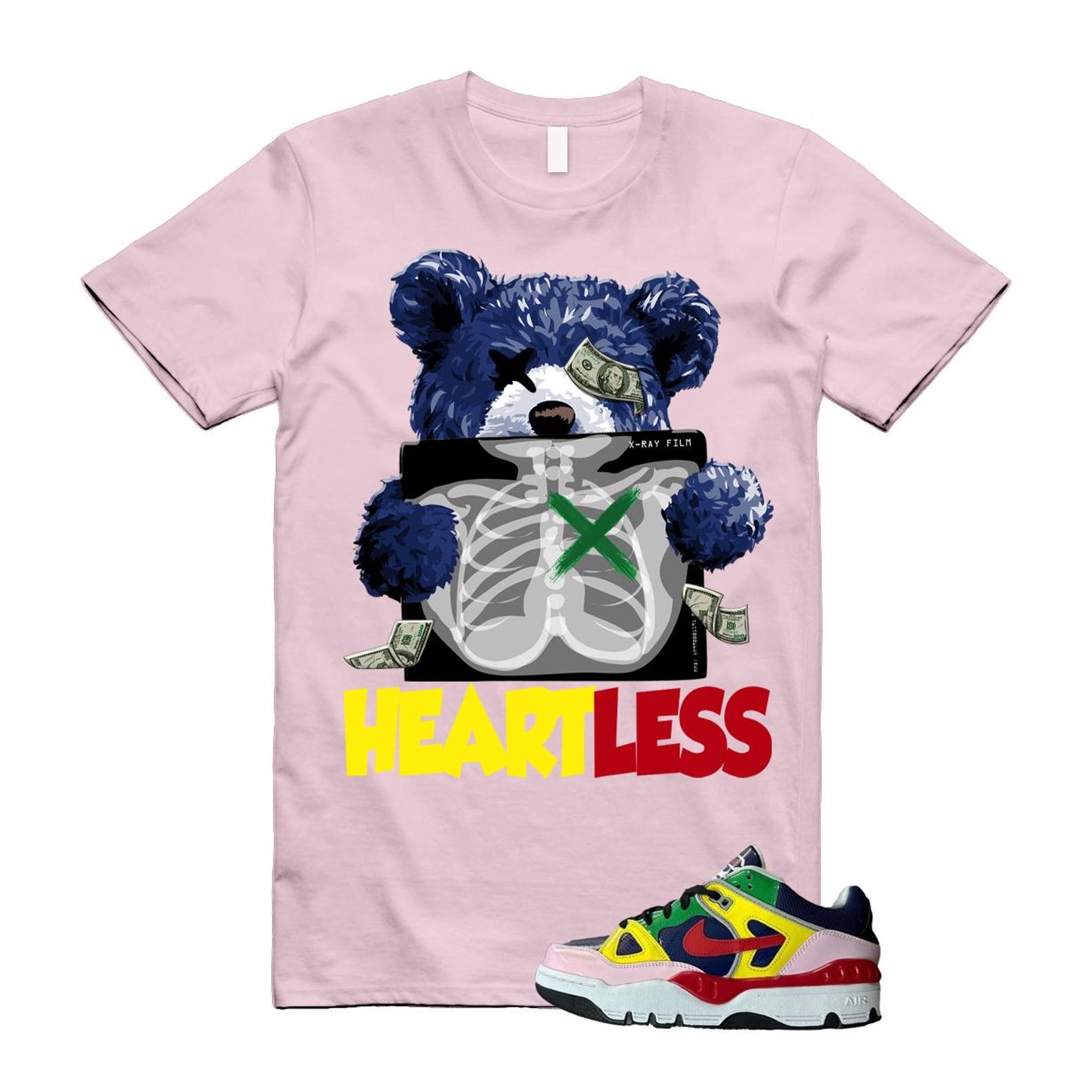 Air Force 3 Nigo White University Red Tour Yellow Pink Foam Blue Void Lucky Green Low SP T Shirt Match HEART ,HQ1458-400 T-Shirt, Sneaker Match Tee