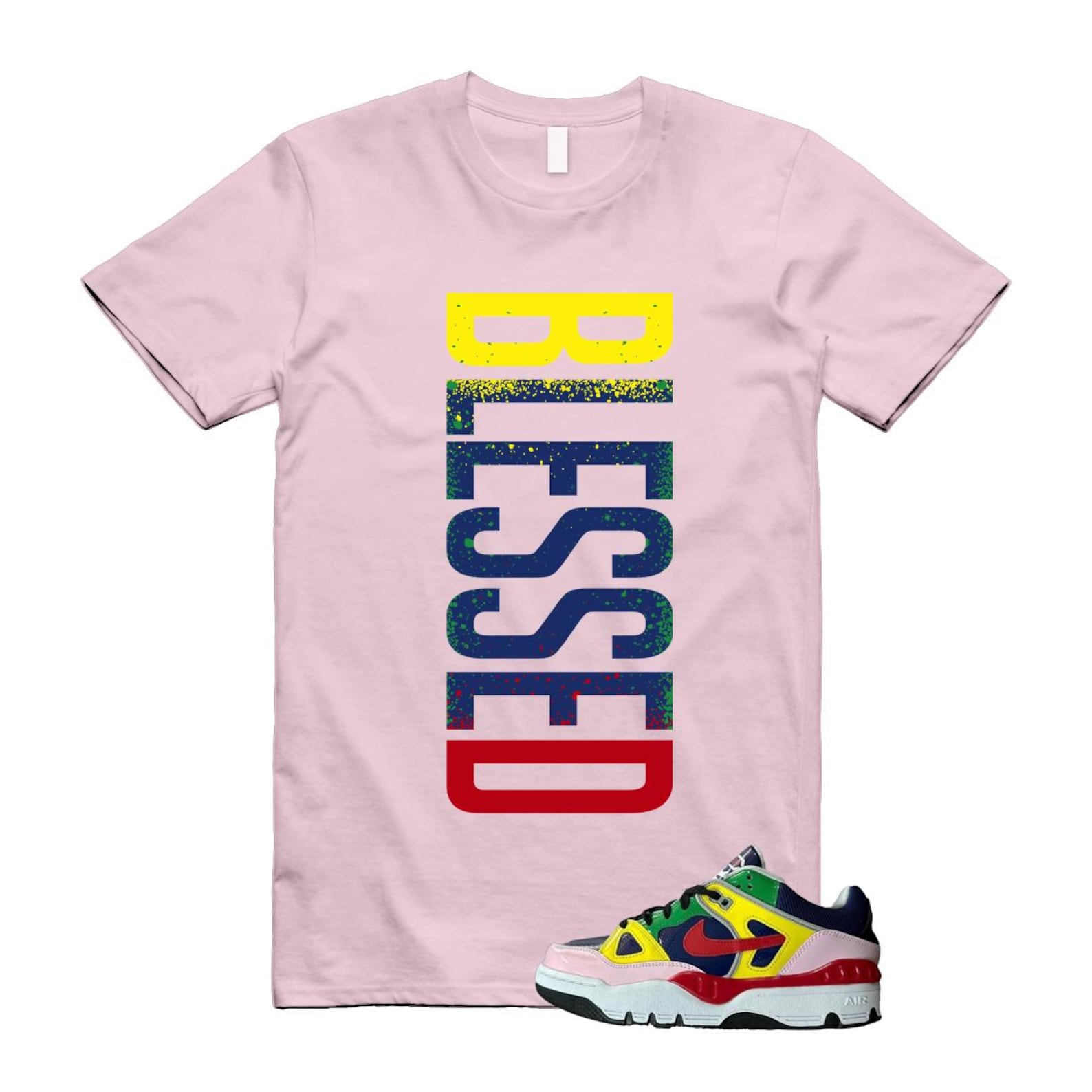 Air Force 3 Nigo White University Red Tour Yellow Pink Foam Blue Void Lucky Green Low SP T Shirt Match VERTBLS ,HQ1458-400 T-Shirt, Sneaker Match Tee