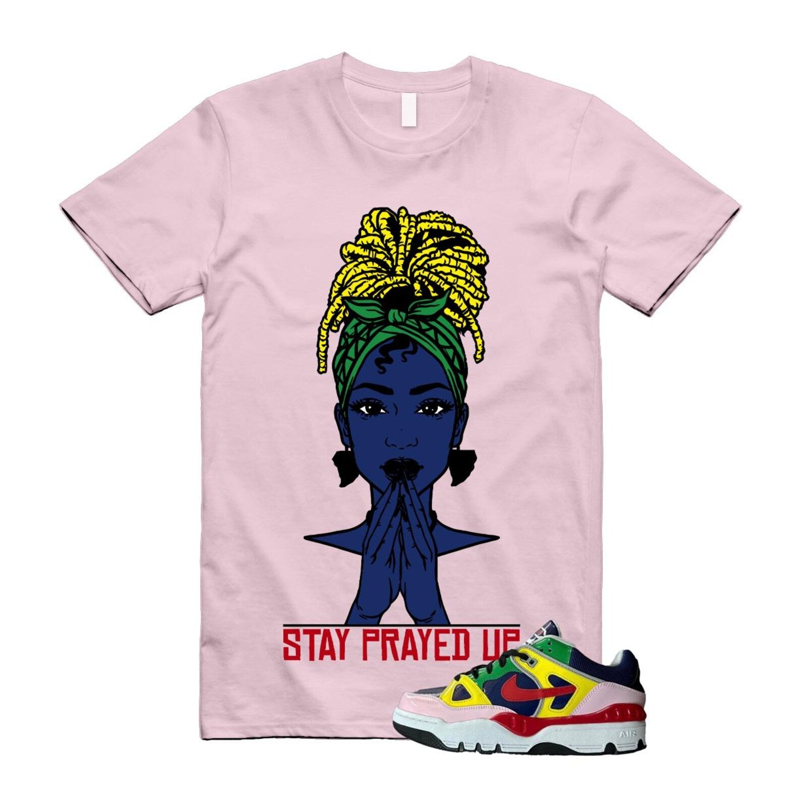Air Force 3 Nigo White University Red Tour Yellow Pink Foam Blue Void Lucky Green Low SP T Shirt Match PRAY ,HQ1458-400 T-Shirt, Sneaker Match Tee