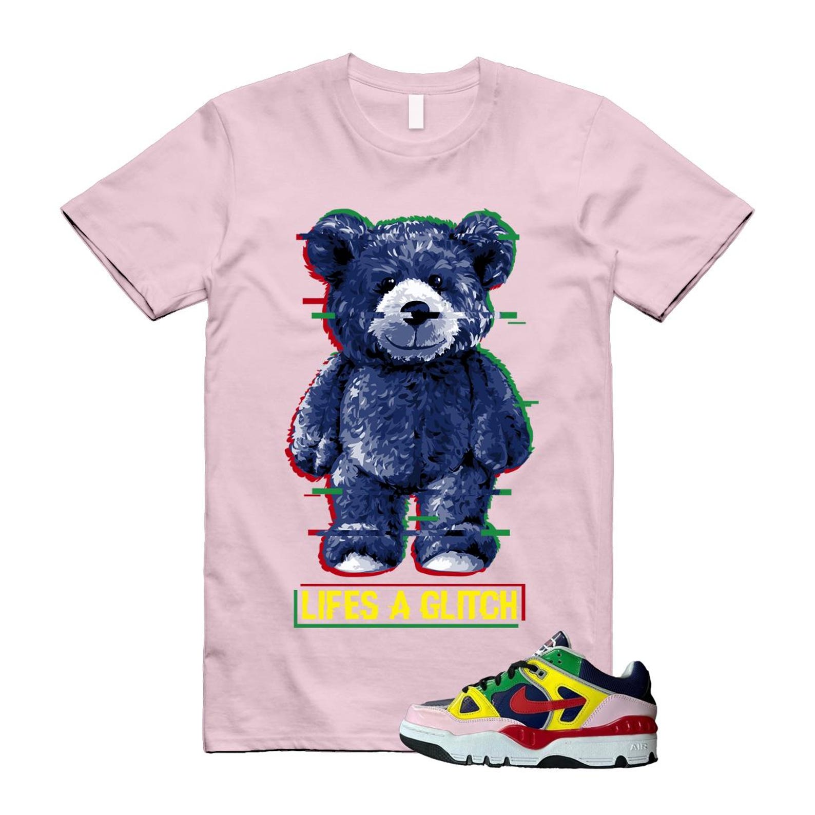 Air Force 3 Nigo White University Red Tour Yellow Pink Foam Blue Void Lucky Green Low SP T Shirt Match GLITCH ,HQ1458-400 T-Shirt, Sneaker Match Tee