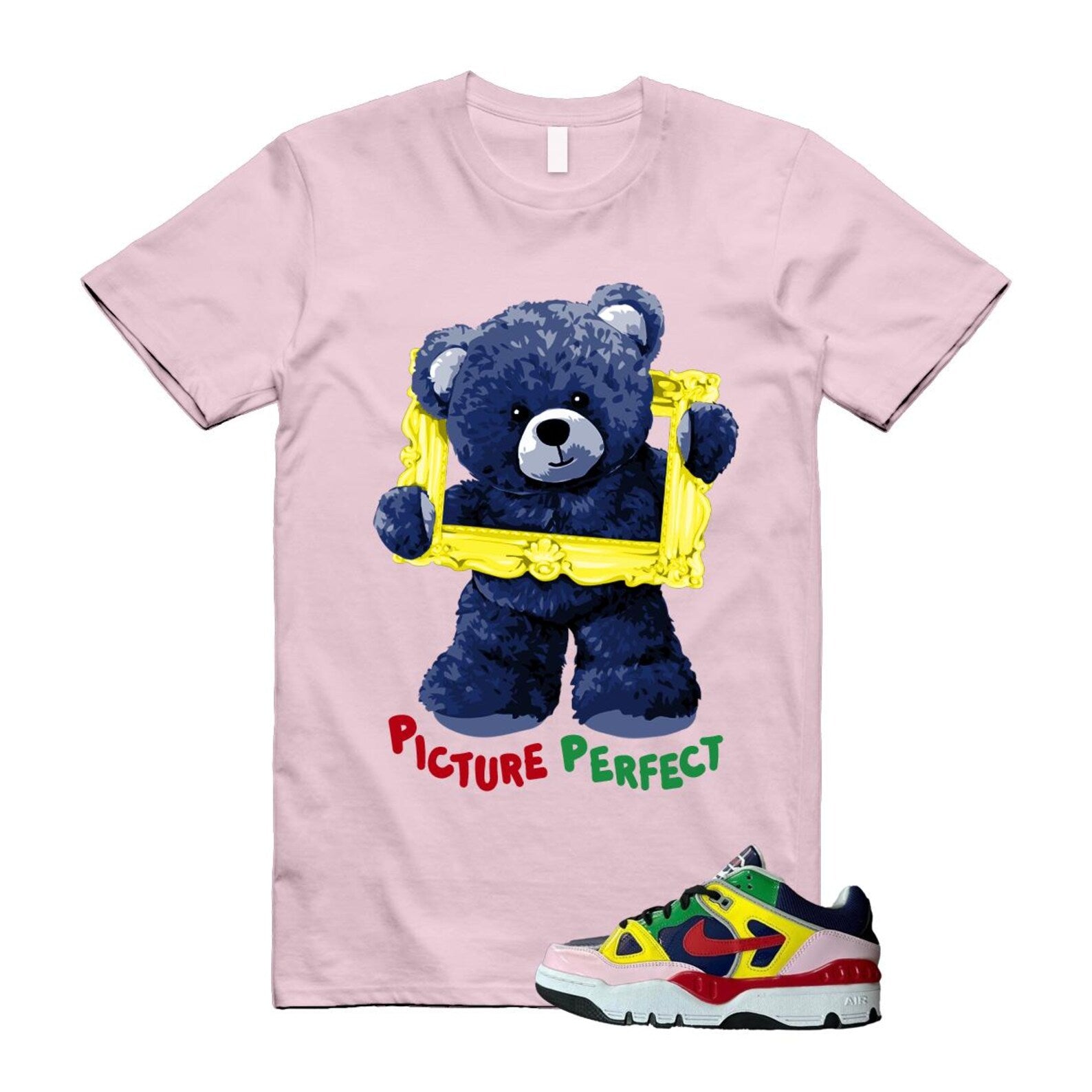 Air Force 3 Nigo White University Red Tour Yellow Pink Foam Blue Void Lucky Green Low SP T Shirt Match PIC ,HQ1458-400 T-Shirt, Sneaker Match Tee