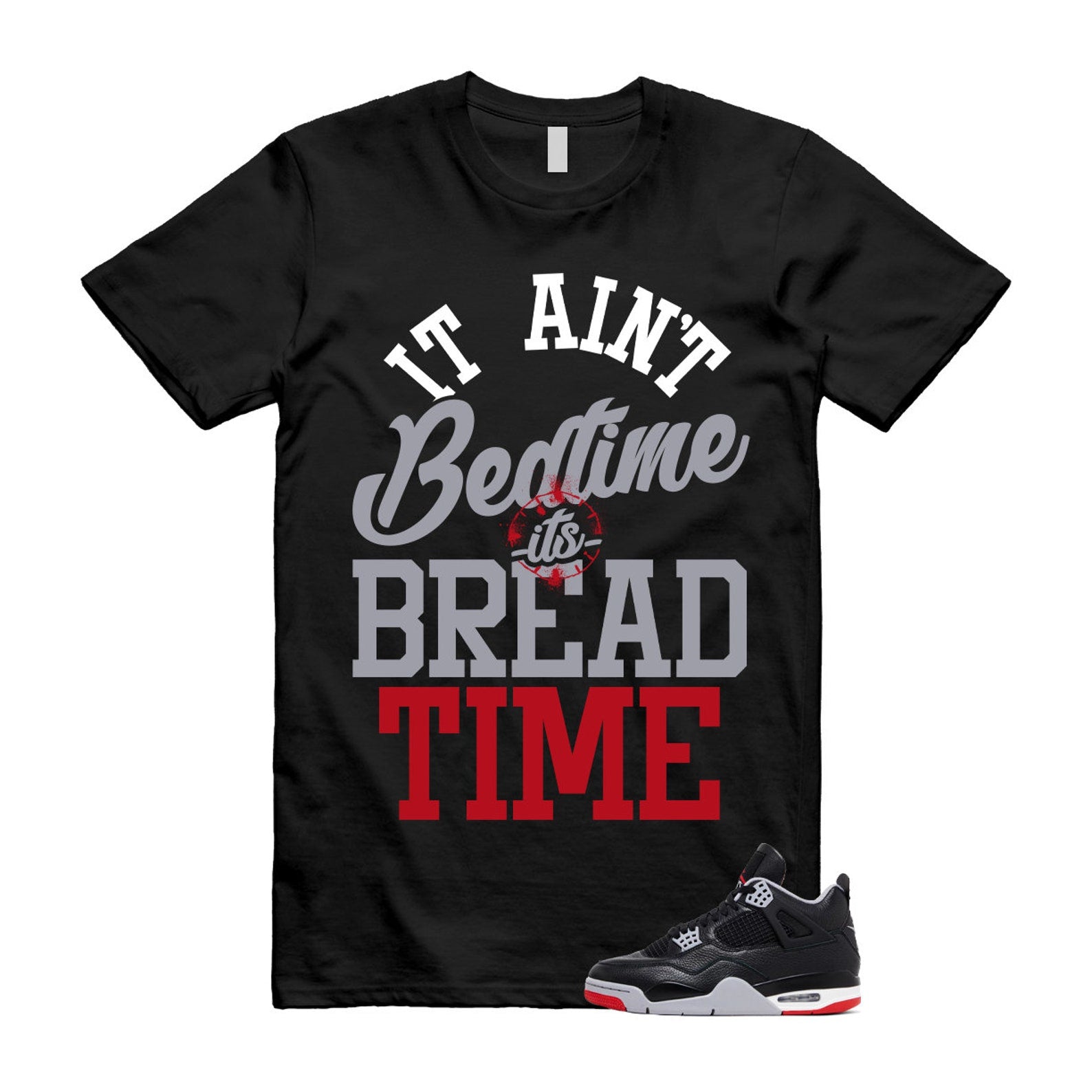 4 Bred Reimagined Black Cement Grey Varsity Red Summit White Retro T Shirt Match BT ,FV5029-006 T-Shirt, Sneaker Match Tee