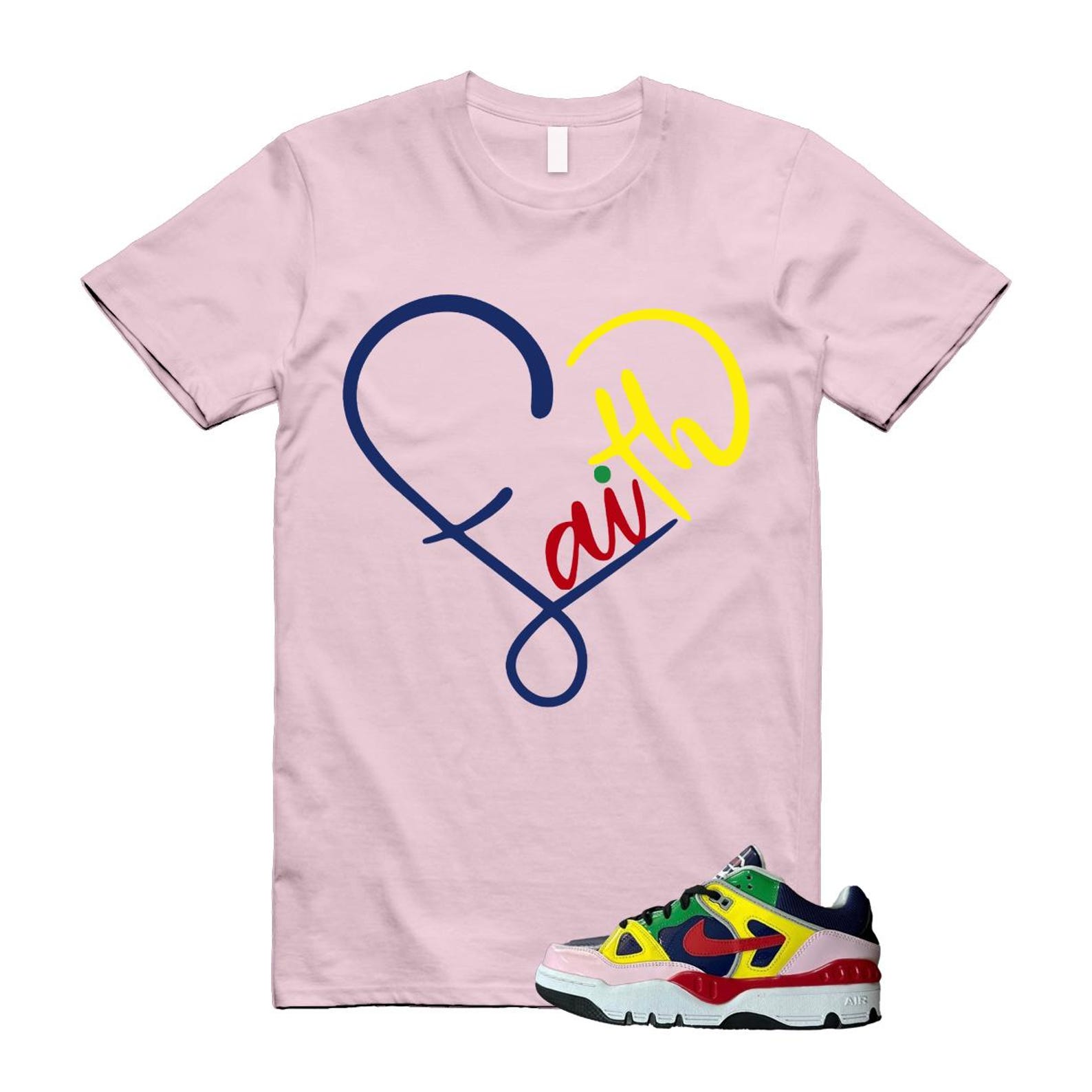 Air Force 3 Nigo White University Red Tour Yellow Pink Foam Blue Void Lucky Green Low SP T Shirt Match FAITH ,HQ1458-400 T-Shirt, Sneaker Match Tee