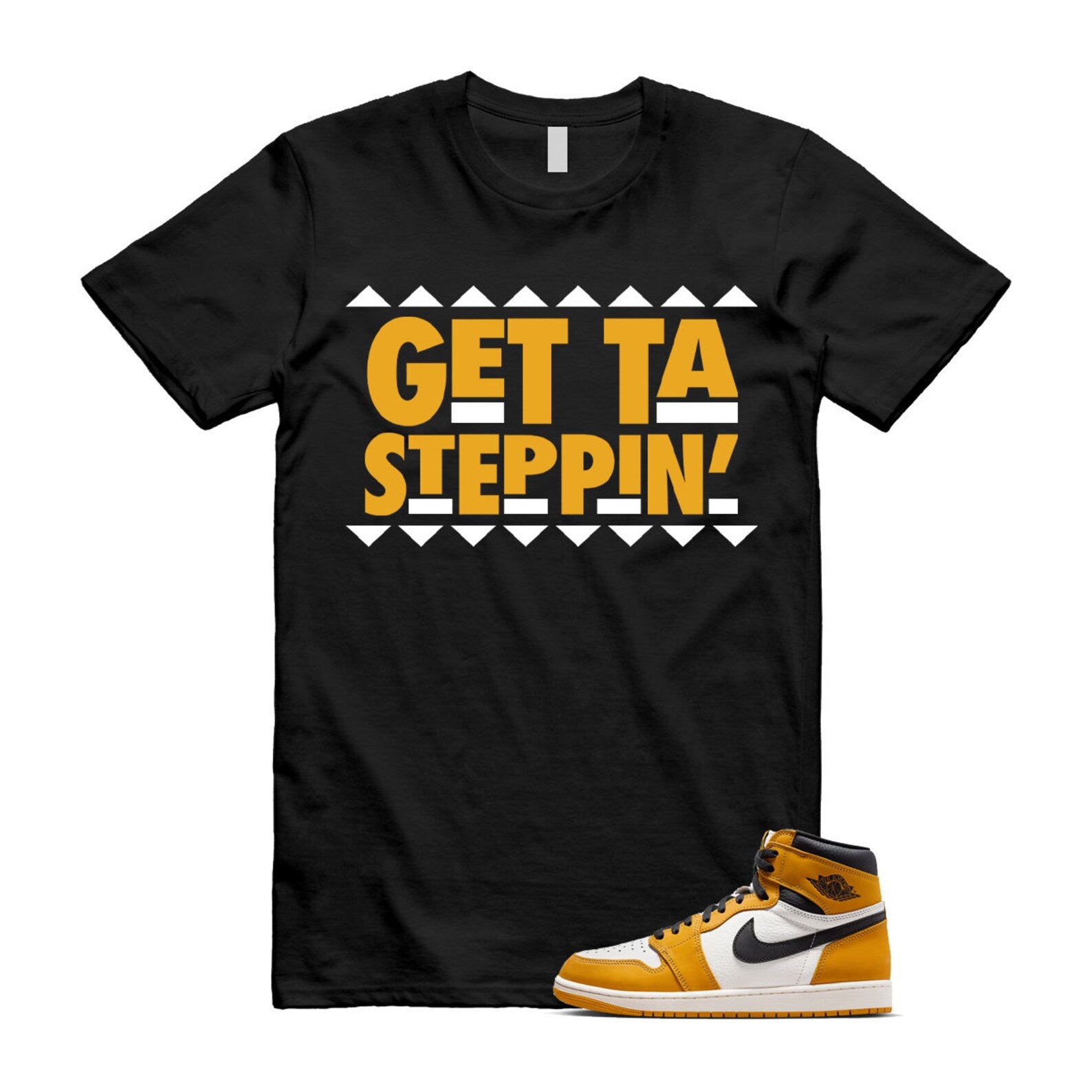 Ochre Yellow Black Sail White 1 Retro High OG T Shirt Match GET ,FD1437-701 T-Shirt, Sneaker Match Tee