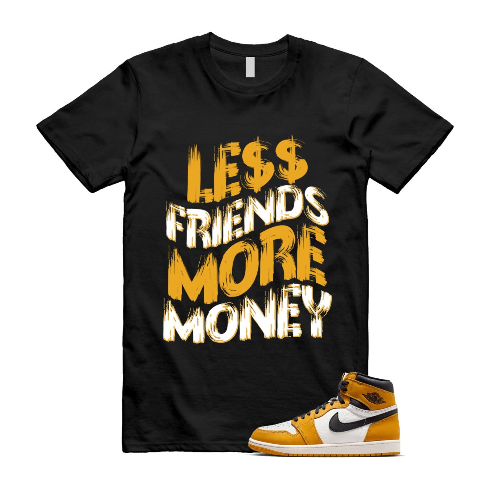 Ochre Yellow Black Sail White 1 Retro High OG T Shirt Match LF ,FD1437-701 T-Shirt, Sneaker Match Tee