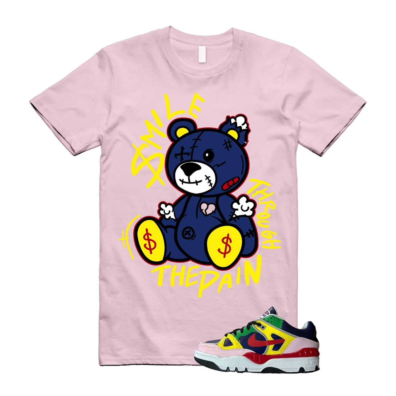 Air Force 3 Nigo White University Red Tour Yellow Pink Foam Blue Void Lucky Green Low SP T Shirt Match Smile Through The Pain ,HQ1458-400 T-Shirt, Sneaker Match Tee