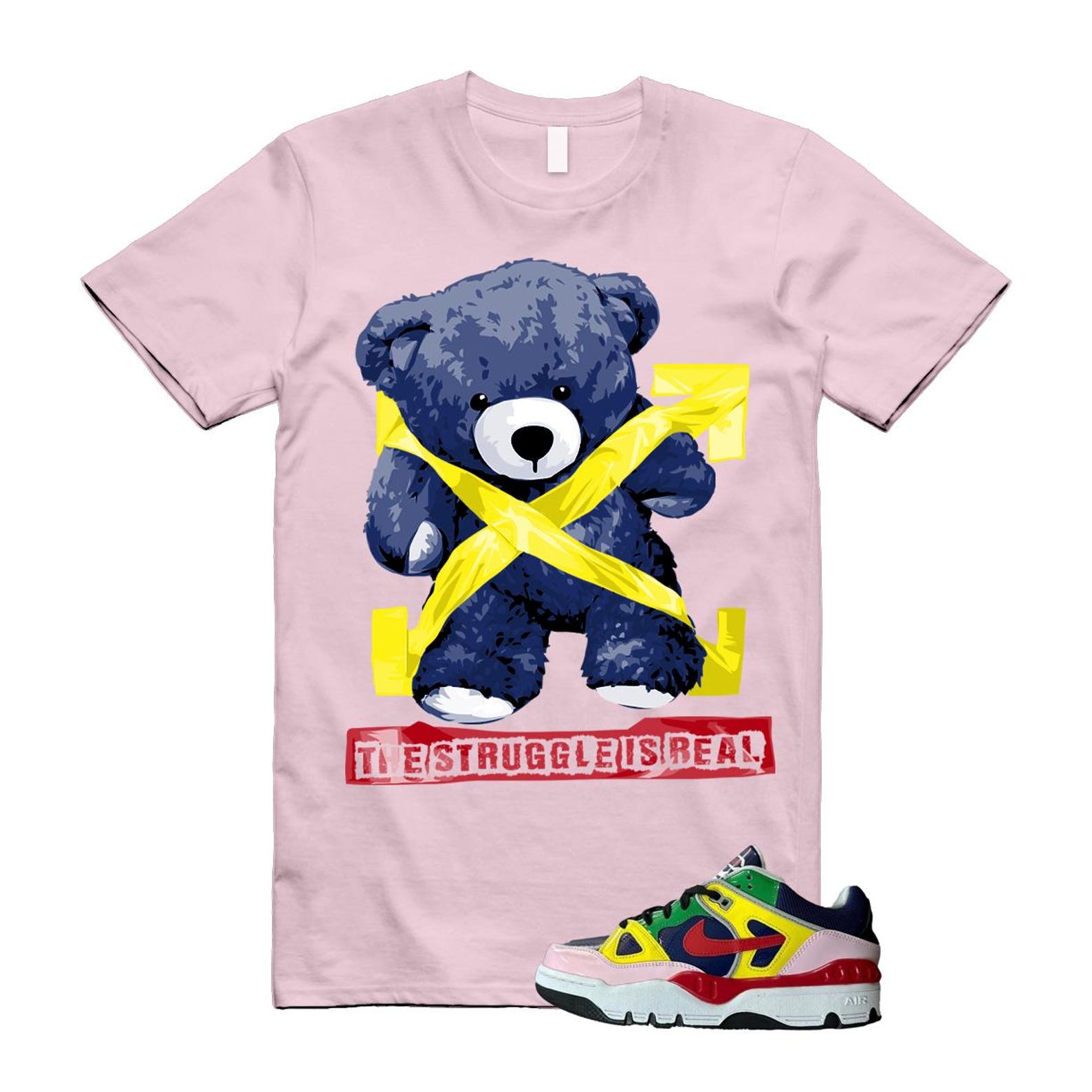 Air Force 3 Nigo White University Red Tour Yellow Pink Foam Blue Void Lucky Green Low SP T Shirt Match STRUG ,HQ1458-400 T-Shirt, Sneaker Match Tee