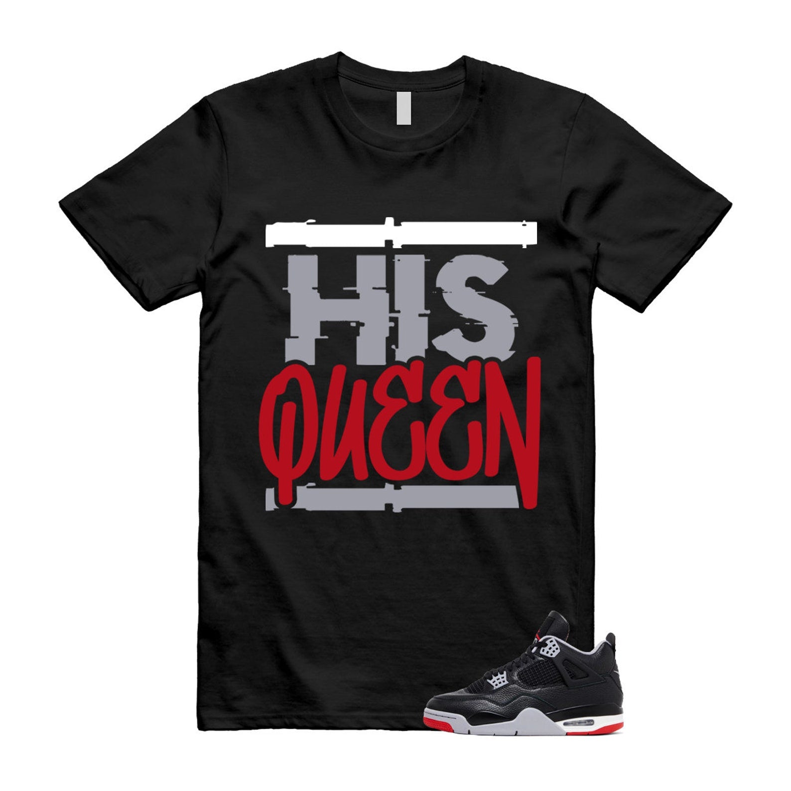 4 Bred Reimagined Black Cement Grey Varsity Red Summit White Retro T Shirt Match HQ ,FV5029-006 T-Shirt, Sneaker Match Tee