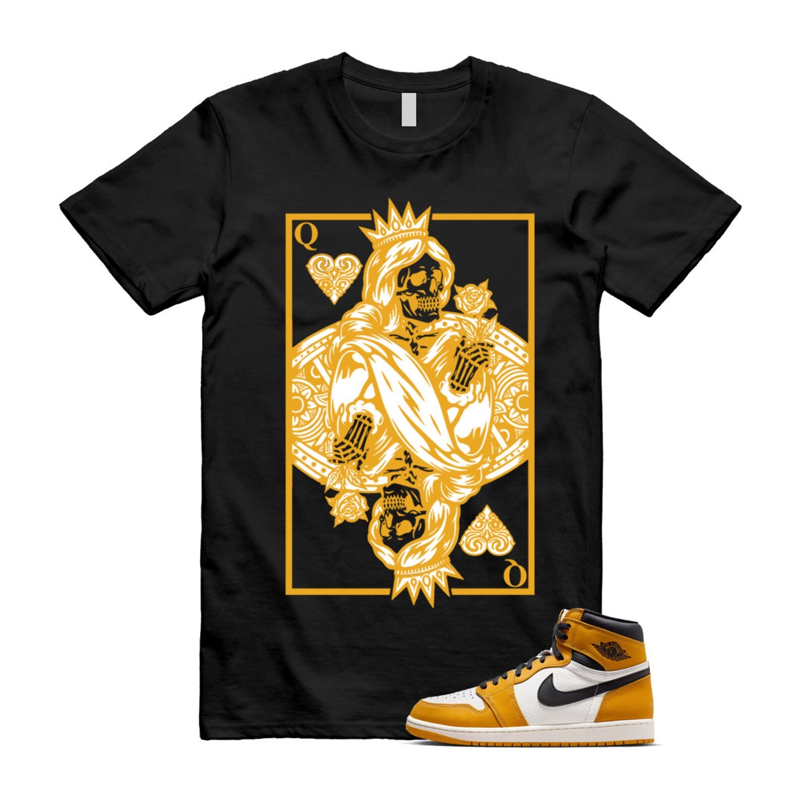 Ochre Yellow Black Sail White 1 Retro High OG T Shirt Match QC ,FD1437-701 T-Shirt, Sneaker Match Tee