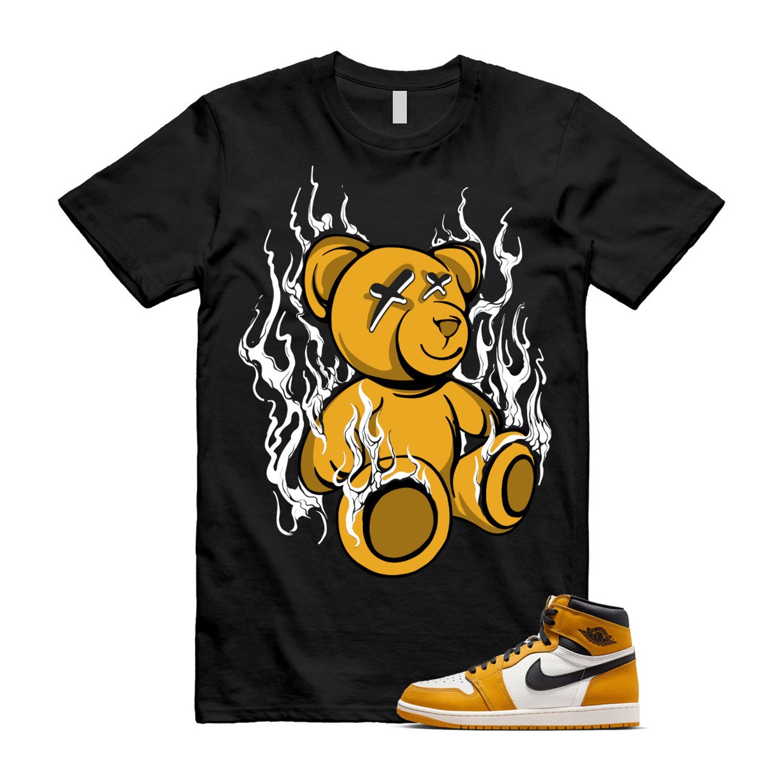 Ochre Yellow Black Sail White 1 Retro High OG T Shirt Match LIT ,FD1437-701 T-Shirt, Sneaker Match Tee
