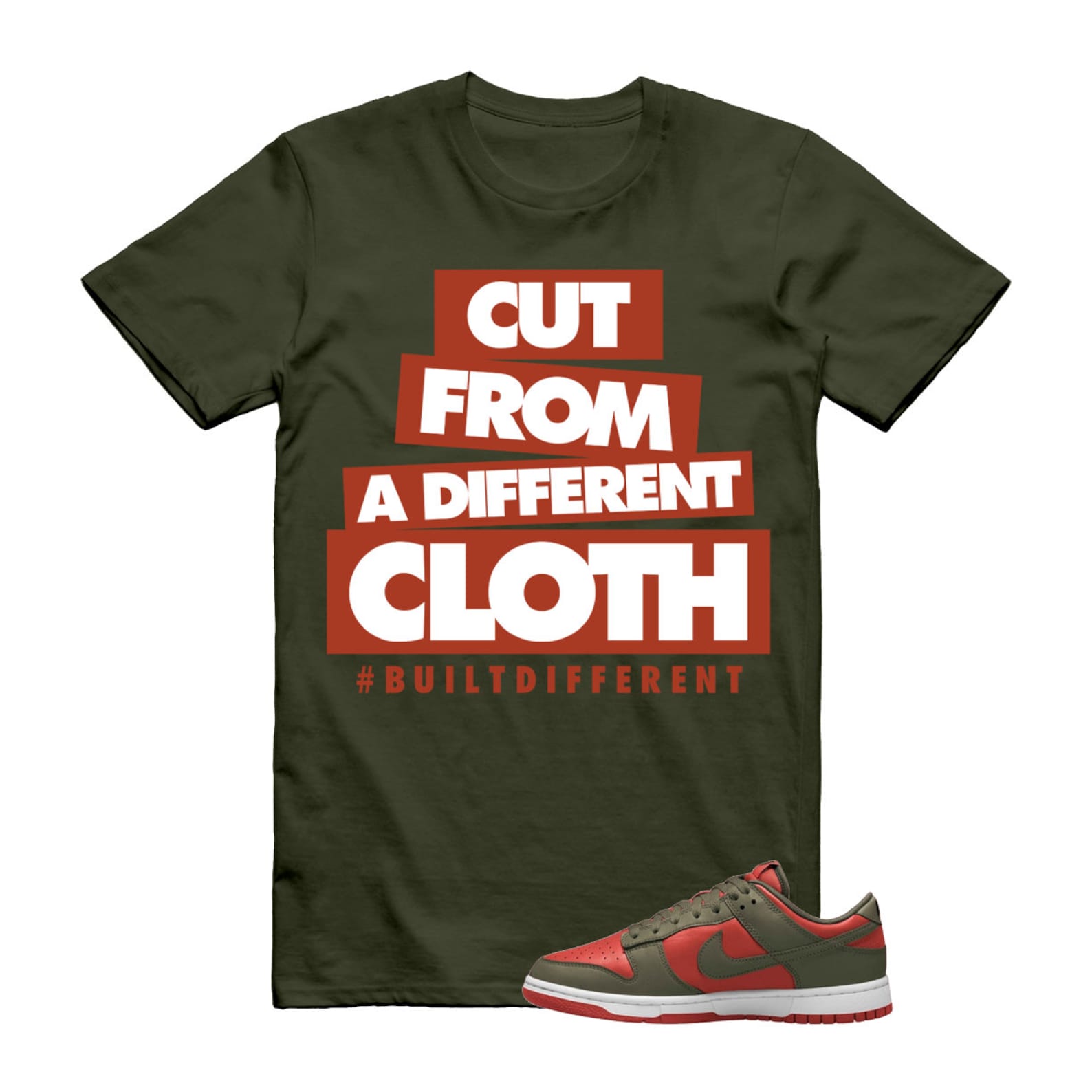 Dunk Mystic Red Cargo Khaki White Low T Shirt Match CLOTH ,DV0833-600 T-Shirt, Sneaker Match Tee