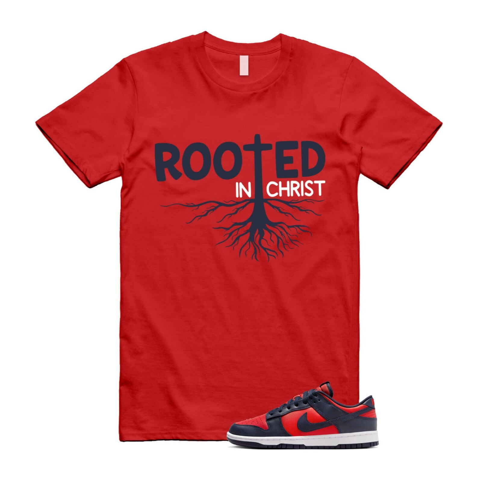 Dunk University Red Obsidian White Low Retro SE COJP T Shirt Match ROOTED ,DV0833-601 T-Shirt, Sneaker Match Tee
