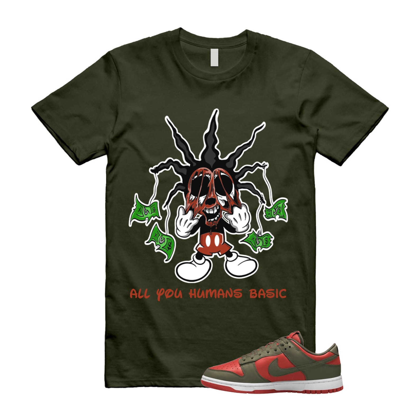 Dunk Mystic Red Cargo Khaki White Low T Shirt Match HOOK ,DV0833-600 T-Shirt, Sneaker Match Tee