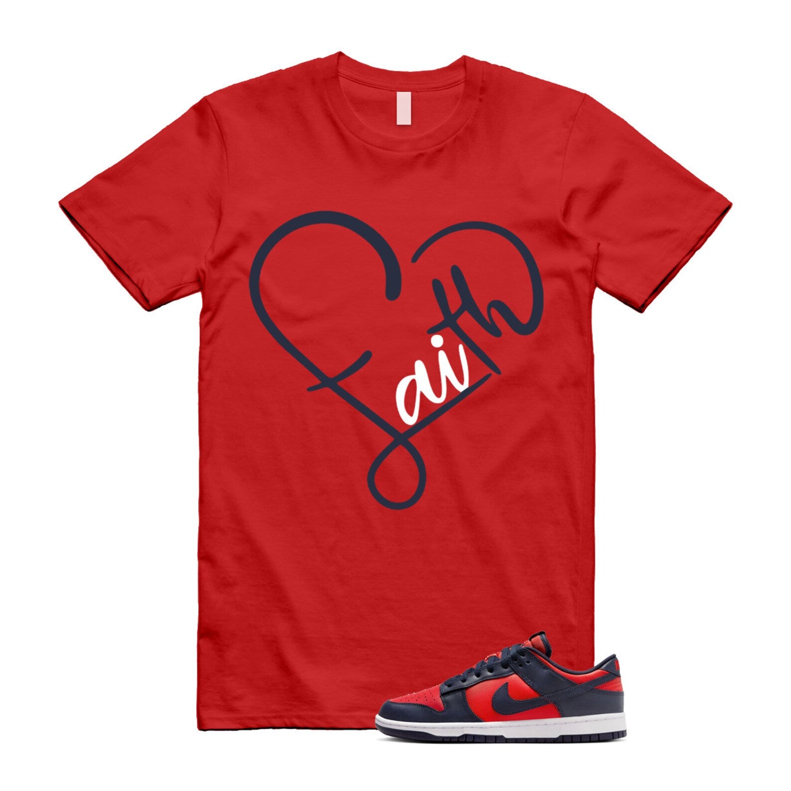 Dunk University Red Obsidian White Low Retro SE COJP T Shirt Match FAITH ,DV0833-601 T-Shirt, Sneaker Match Tee