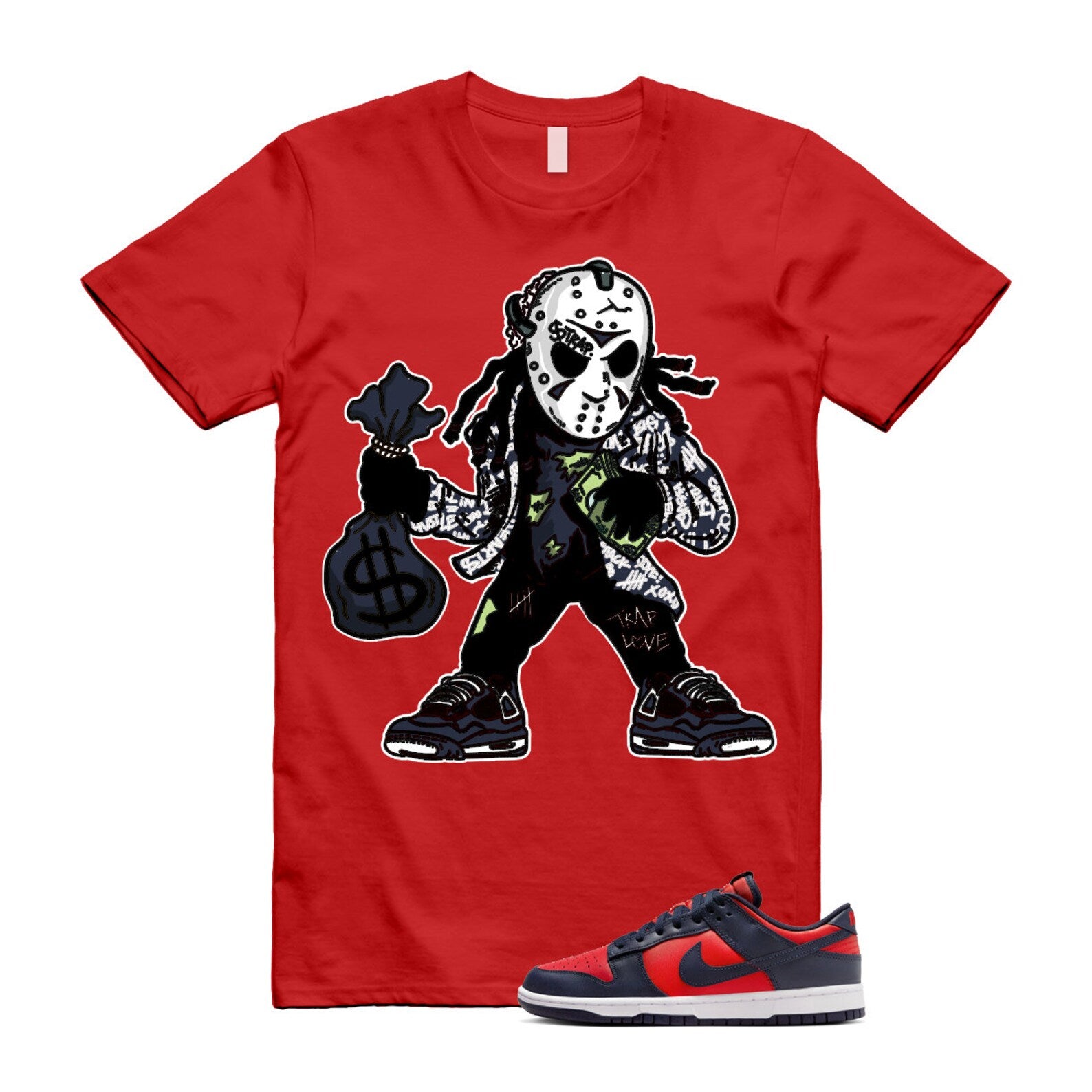 Dunk University Red Obsidian White Low Retro SE COJP T Shirt Match JASON ,DV0833-601 T-Shirt, Sneaker Match Tee