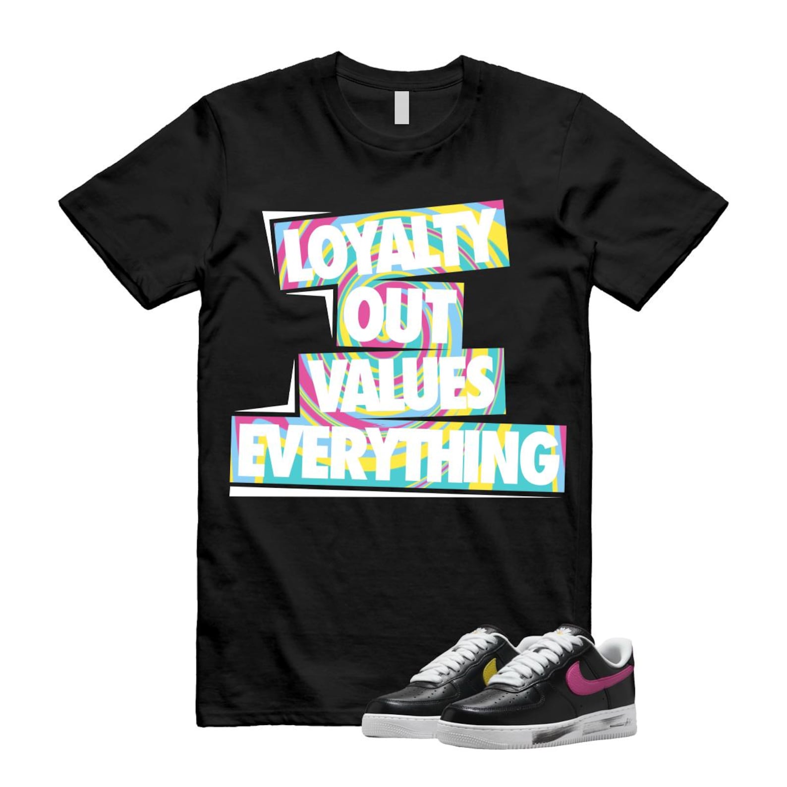 Air Force 1 Low G-Dragon Peaceminusone Para-Noise 3.0 Black New Emerald Pinkfire Tour Yellow Blue Gale T Shirt Match LOVE ,AQ3692-004 T-Shirt, Sneaker Match Tee
