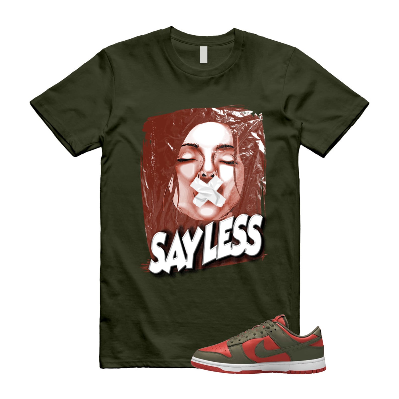 Dunk Mystic Red Cargo Khaki White Low T Shirt Match SL ,DV0833-600 T-Shirt, Sneaker Match Tee