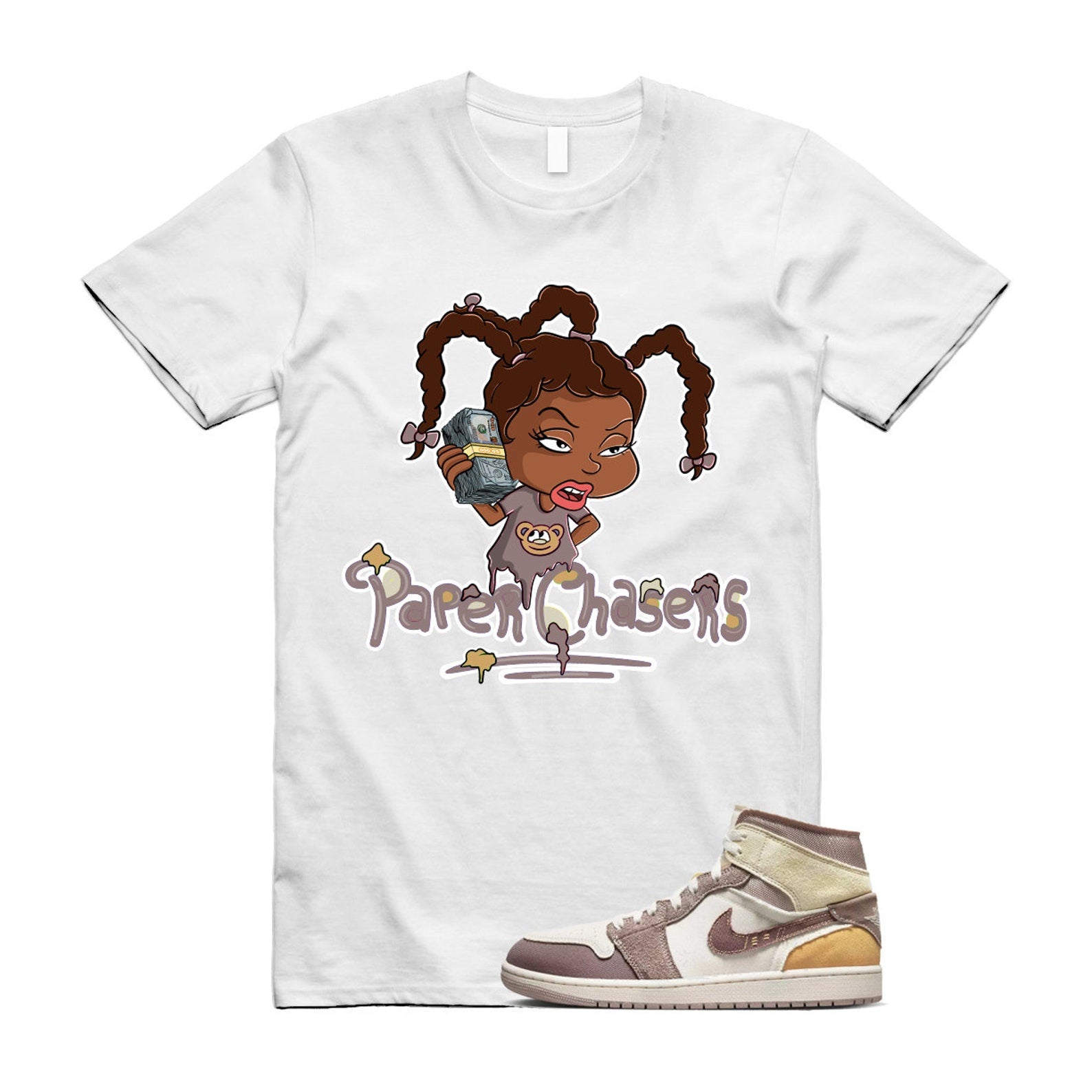 PC T Shirt to match Air J 1 Mid SE Craft Inside Out Taupe Haze Sail Brown Fossil Stone Celestial Gold Muslin ,DM9652-102 T-Shirt, Sneaker Match Tee