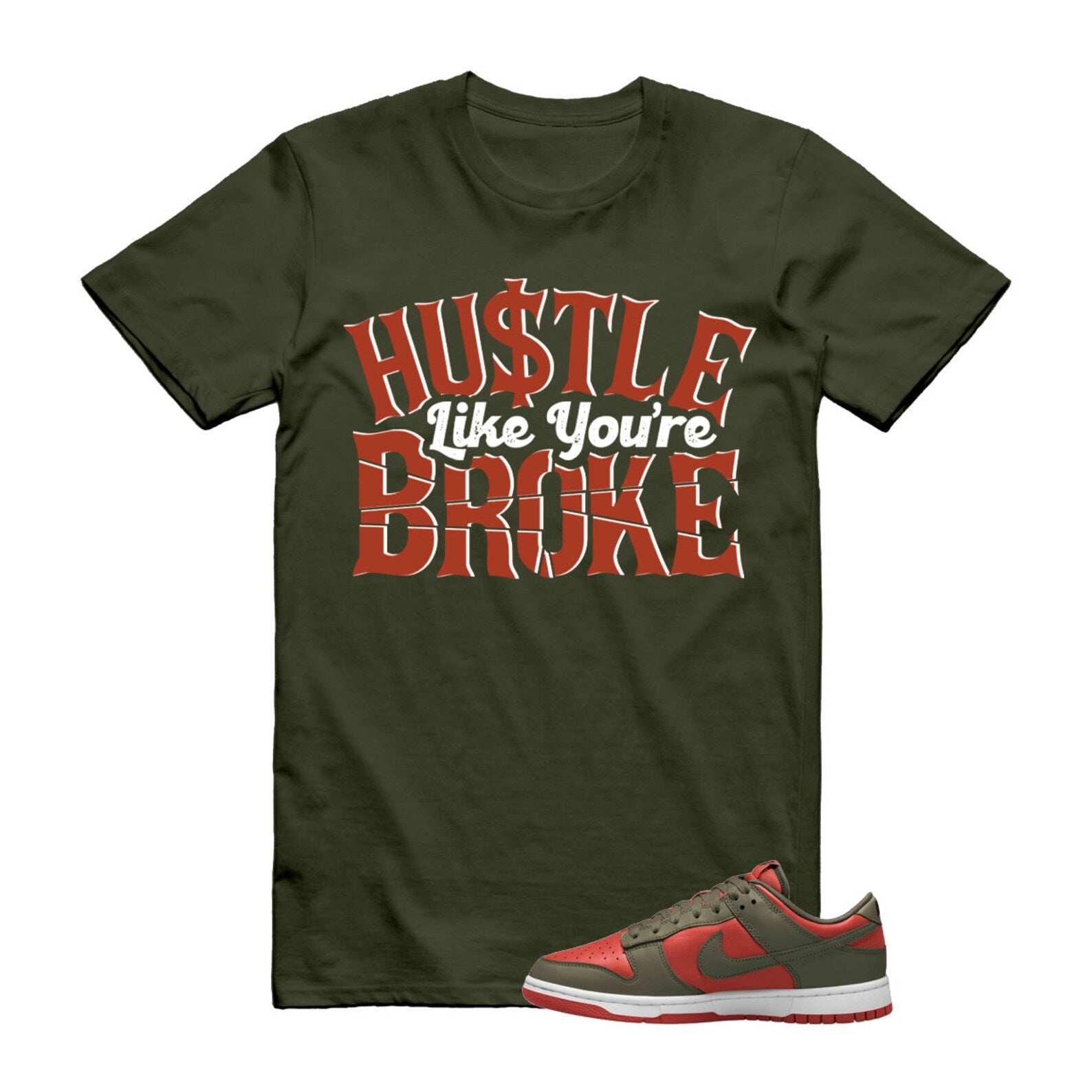 Dunk Mystic Red Cargo Khaki White Low T Shirt Match BROKE ,DV0833-600 T-Shirt, Sneaker Match Tee