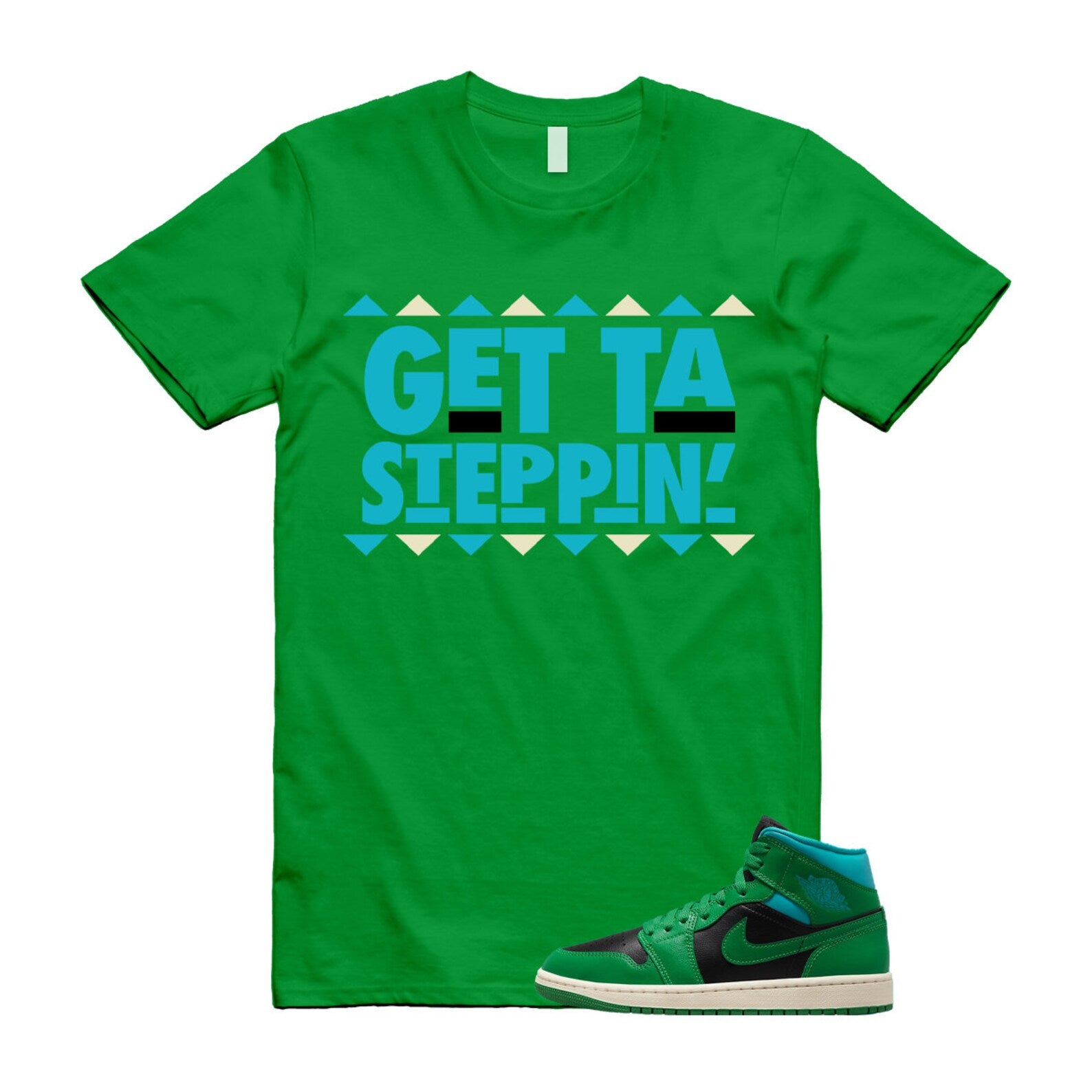GET T Shirt to match Air J 1 Mid WMNS Lucky Green Black Aquatone ,BQ6472-033 T-Shirt, Sneaker Match Tee