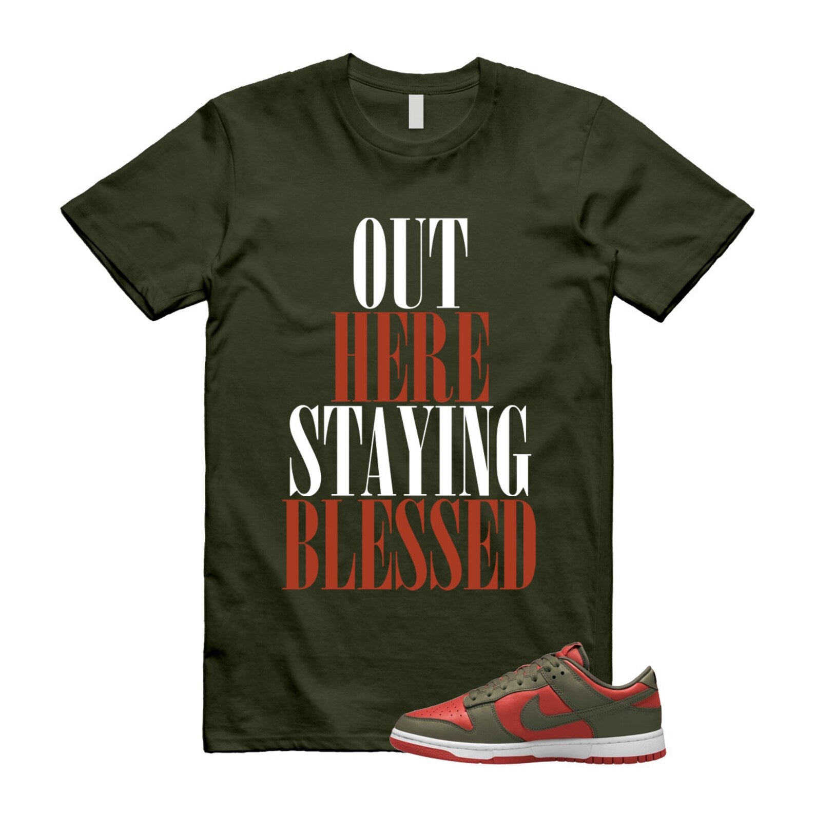 Dunk Mystic Red Cargo Khaki White Low T Shirt Match STAYBLS ,DV0833-600 T-Shirt, Sneaker Match Tee