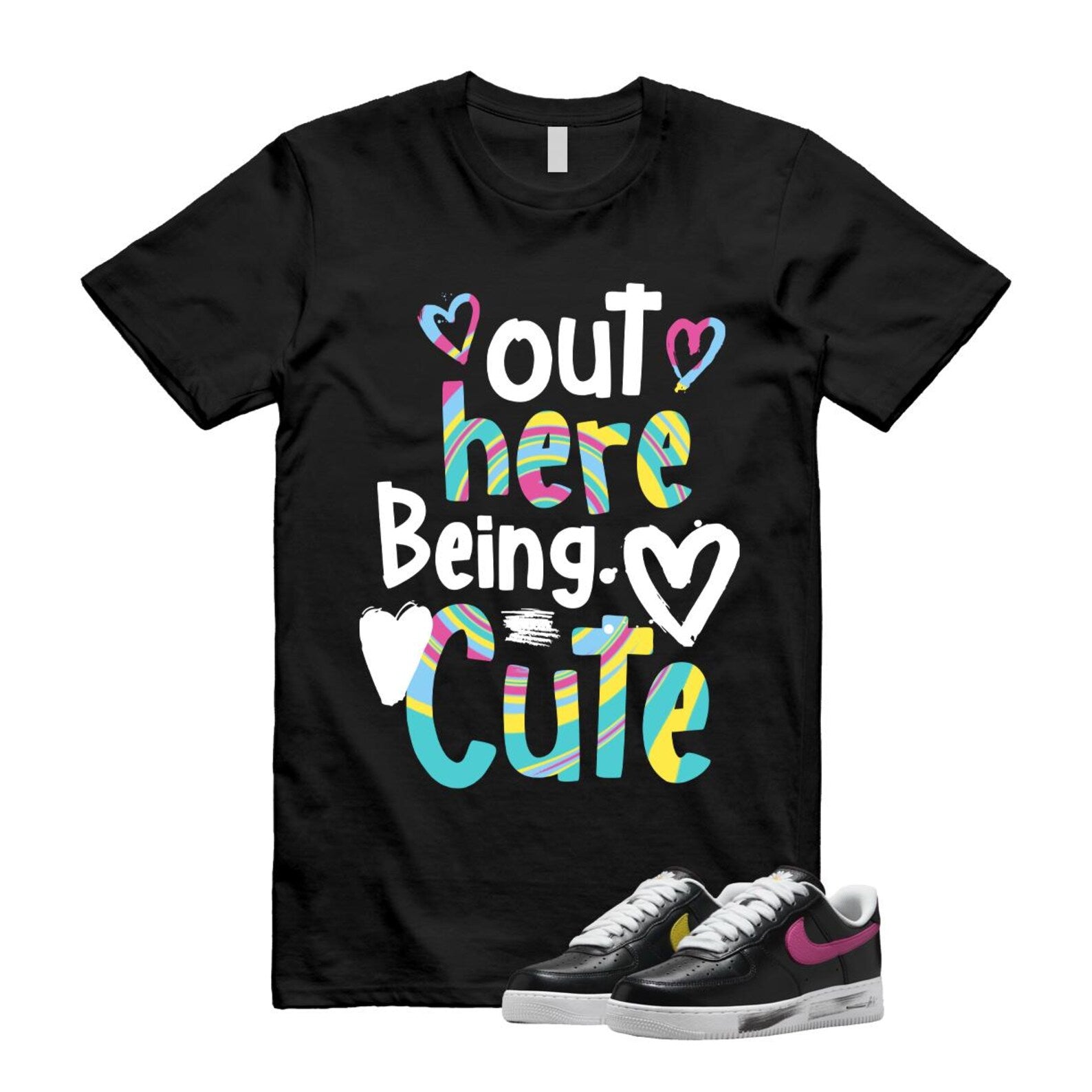 Air Force 1 Low G-Dragon Peaceminusone Para-Noise 3.0 Black New Emerald Pinkfire Tour Yellow Blue Gale T Shirt Match Out Here Being Cute ,AQ3692-004 T-Shirt, Sneaker Match Tee