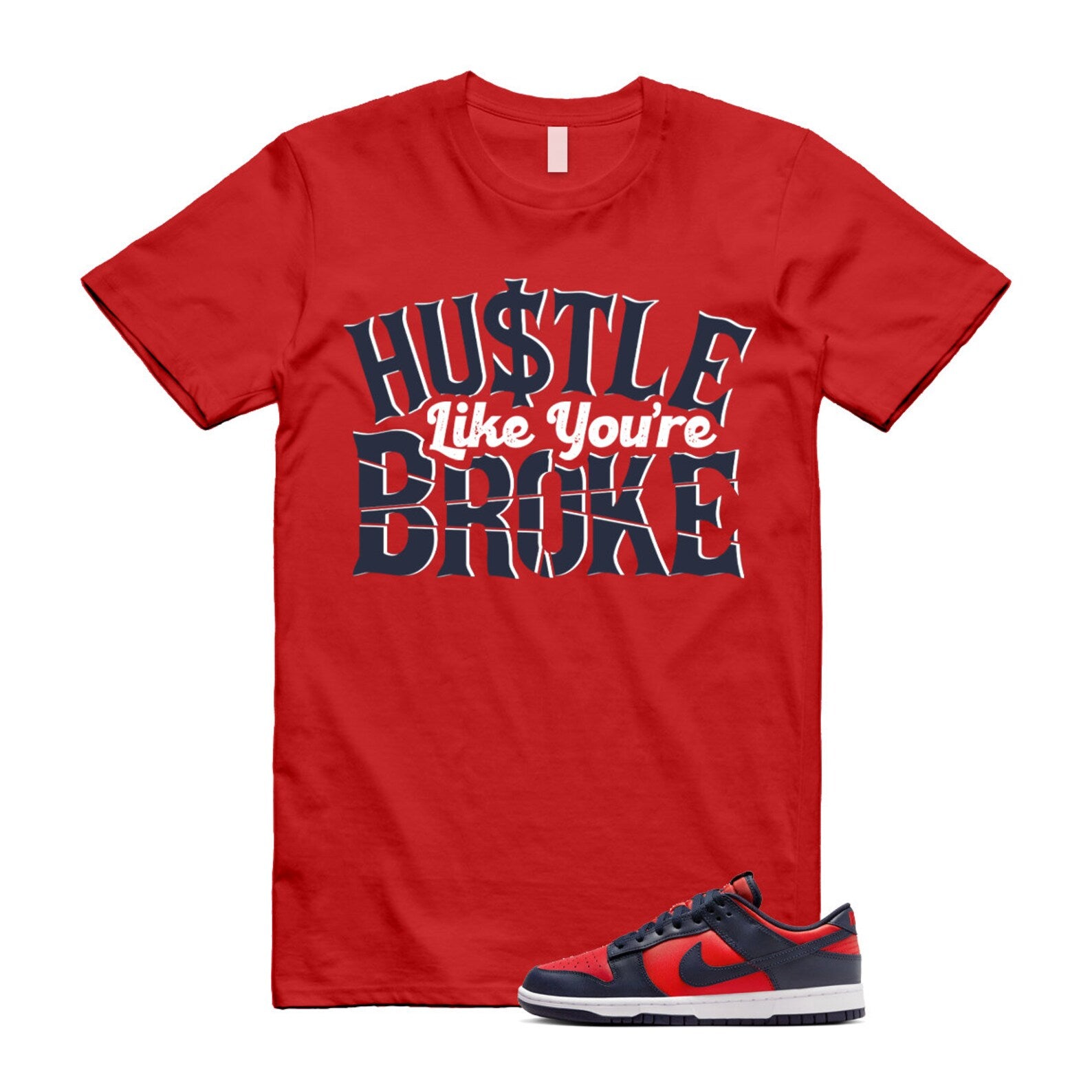 Dunk University Red Obsidian White Low Retro SE COJP T Shirt Match BROKE ,DV0833-601 T-Shirt, Sneaker Match Tee