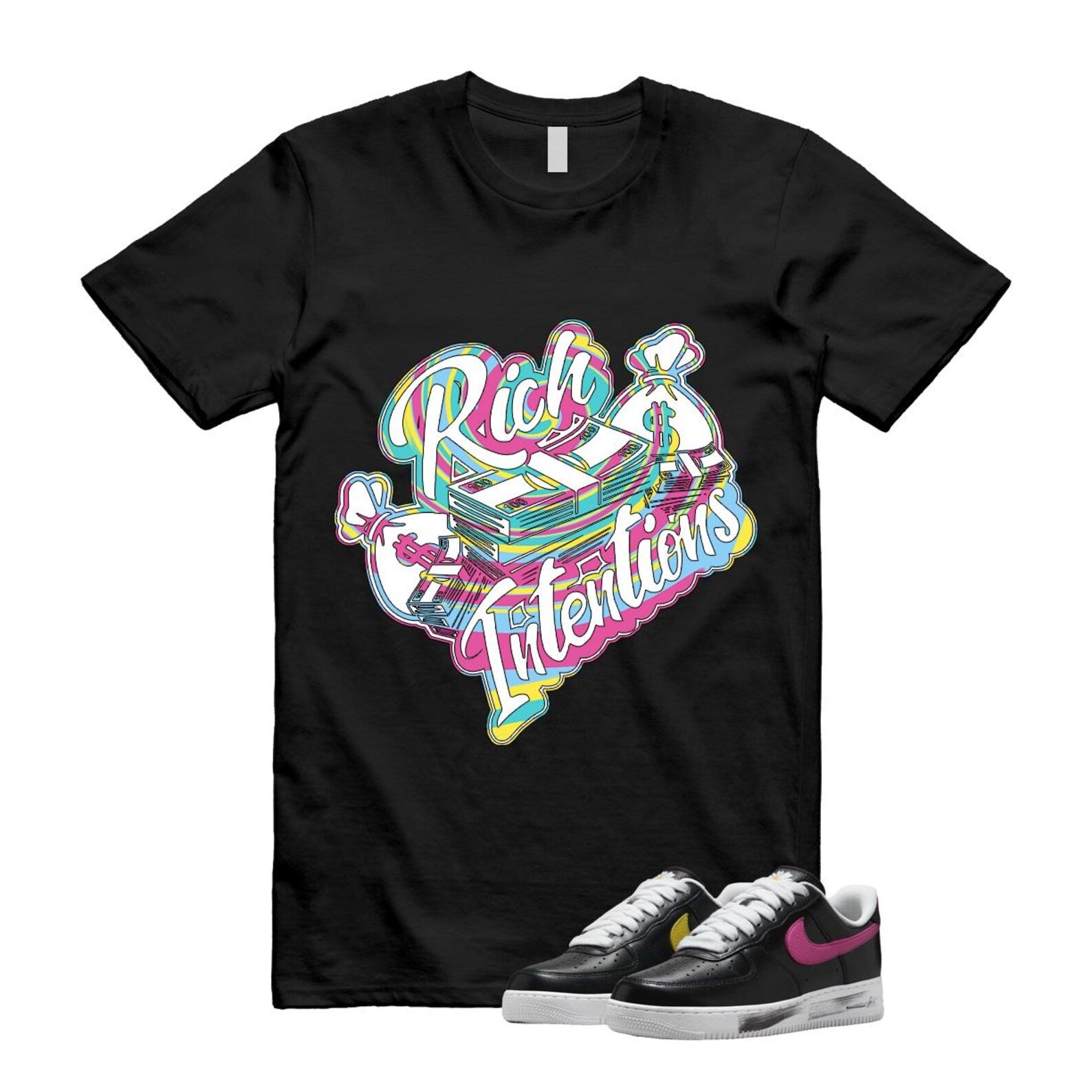 Air Force 1 Low G-Dragon Peaceminusone Para-Noise 3.0 Black New Emerald Pinkfire Tour Yellow Blue Gale T Shirt Match RICH ,AQ3692-004 T-Shirt, Sneaker Match Tee