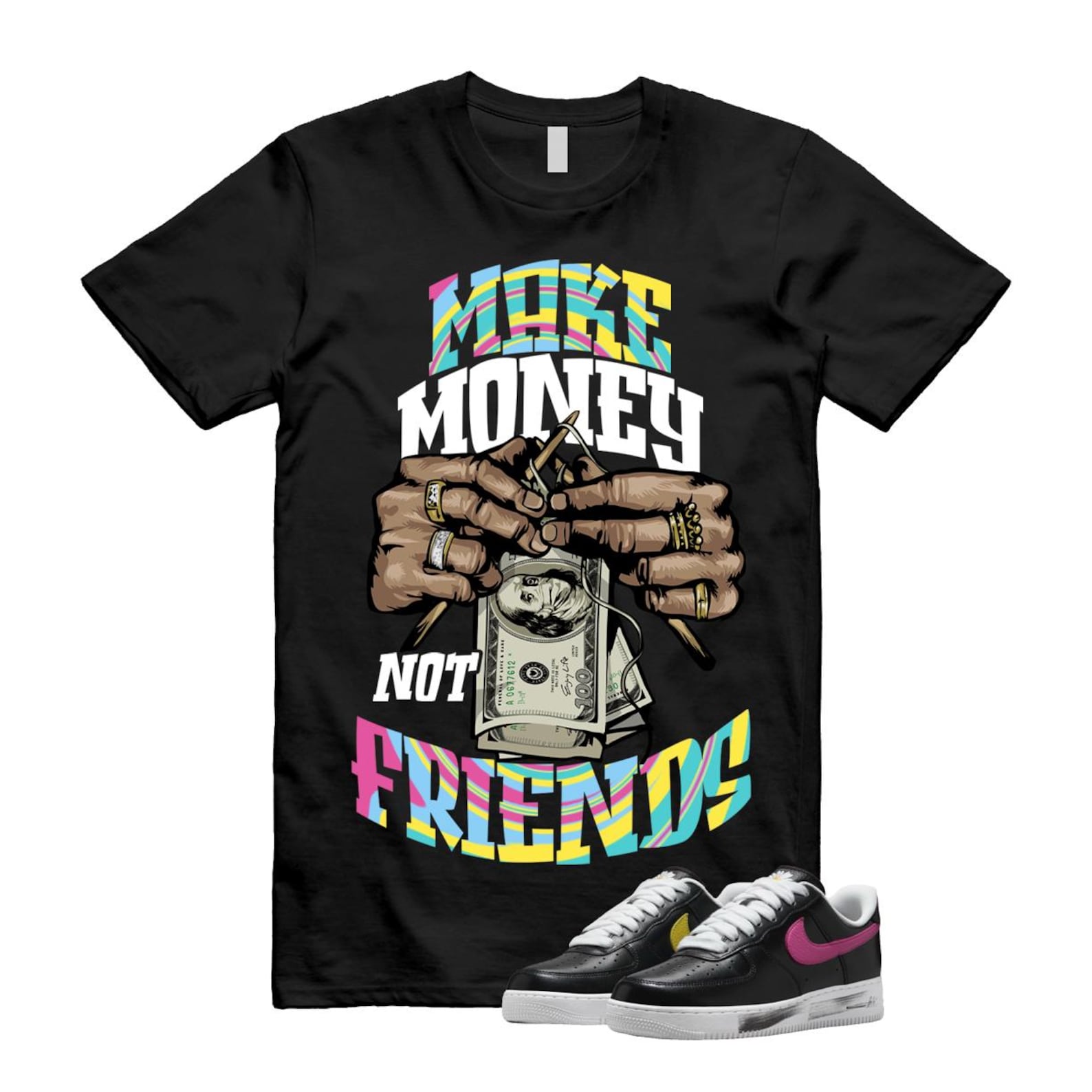 Air Force 1 Low G-Dragon Peaceminusone Para-Noise 3.0 Black New Emerald Pinkfire Tour Yellow Blue Gale T Shirt Match MM ,AQ3692-004 T-Shirt, Sneaker Match Tee