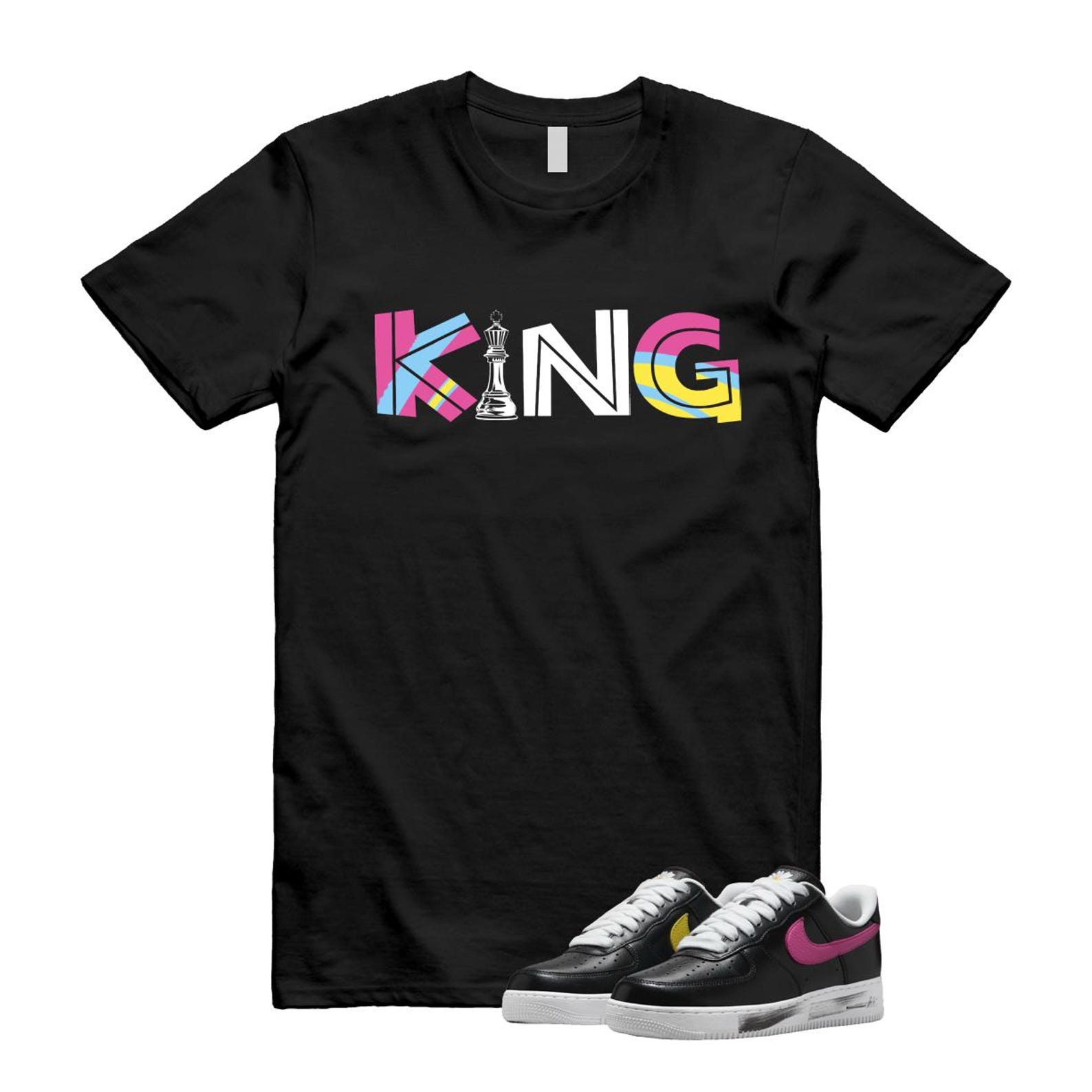 Air Force 1 Low G-Dragon Peaceminusone Para-Noise 3.0 Black New Emerald Pinkfire Tour Yellow Blue Gale T Shirt Match KING ,AQ3692-004 T-Shirt, Sneaker Match Tee