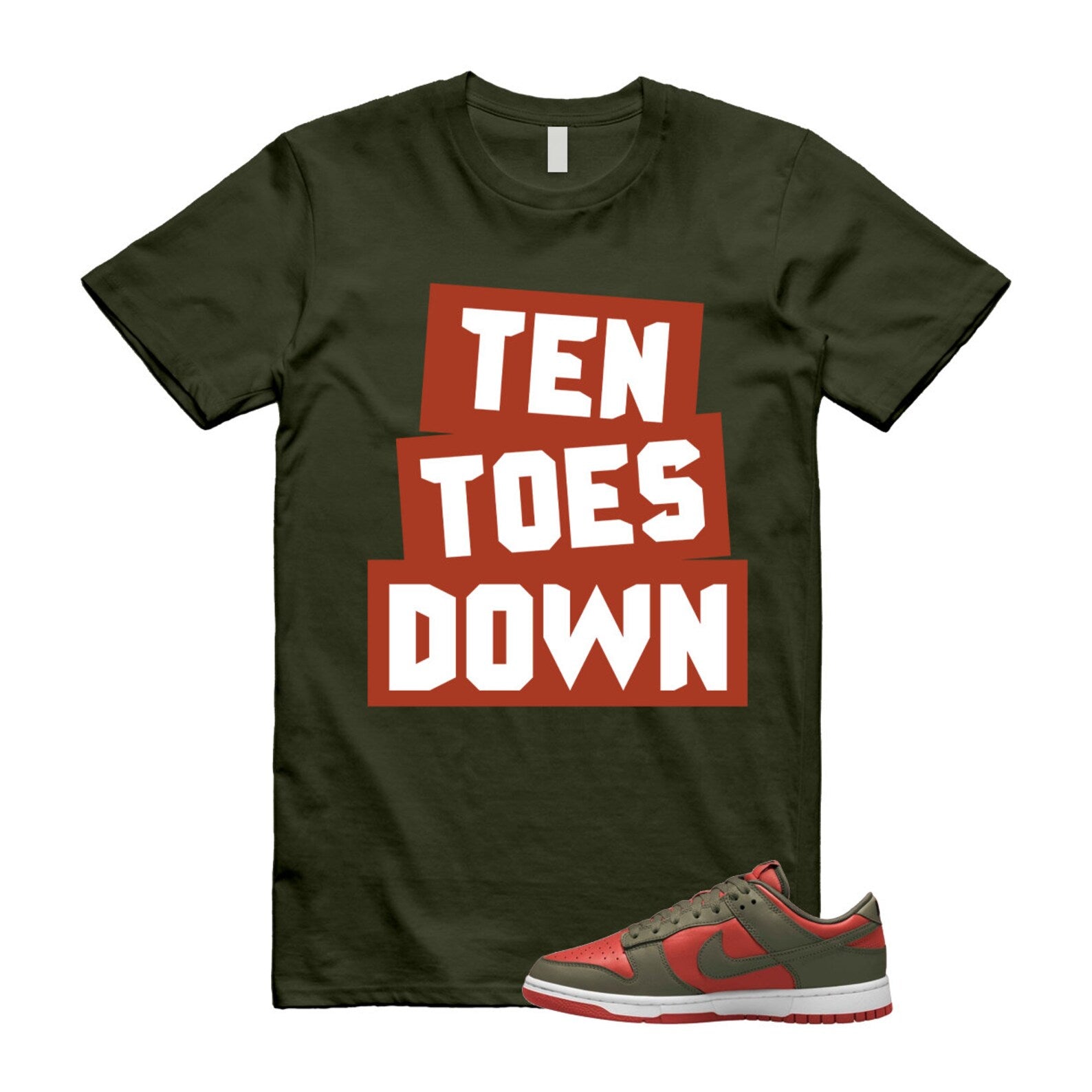 Dunk Mystic Red Cargo Khaki White Low T Shirt Match TTD ,DV0833-600 T-Shirt, Sneaker Match Tee