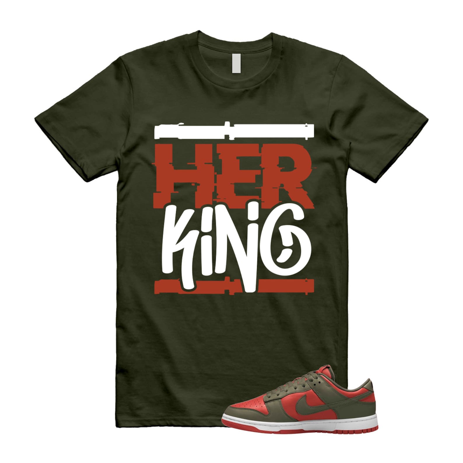 Dunk Mystic Red Cargo Khaki White Low T Shirt Match HK ,DV0833-600 T-Shirt, Sneaker Match Tee