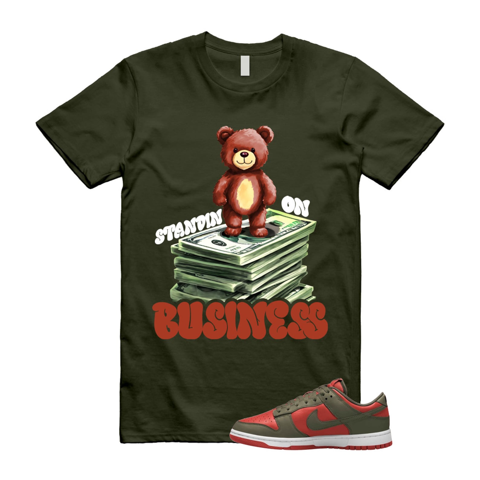 Dunk Mystic Red Cargo Khaki White Low T Shirt Match SB2 ,DV0833-600 T-Shirt, Sneaker Match Tee