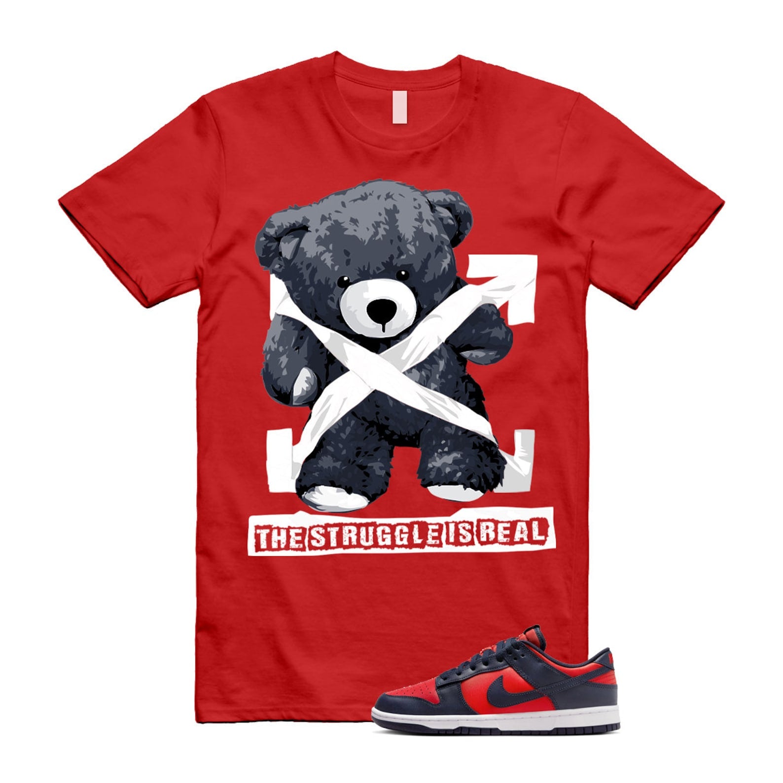 Dunk University Red Obsidian White Low Retro SE COJP T Shirt Match STRUG ,DV0833-601 T-Shirt, Sneaker Match Tee